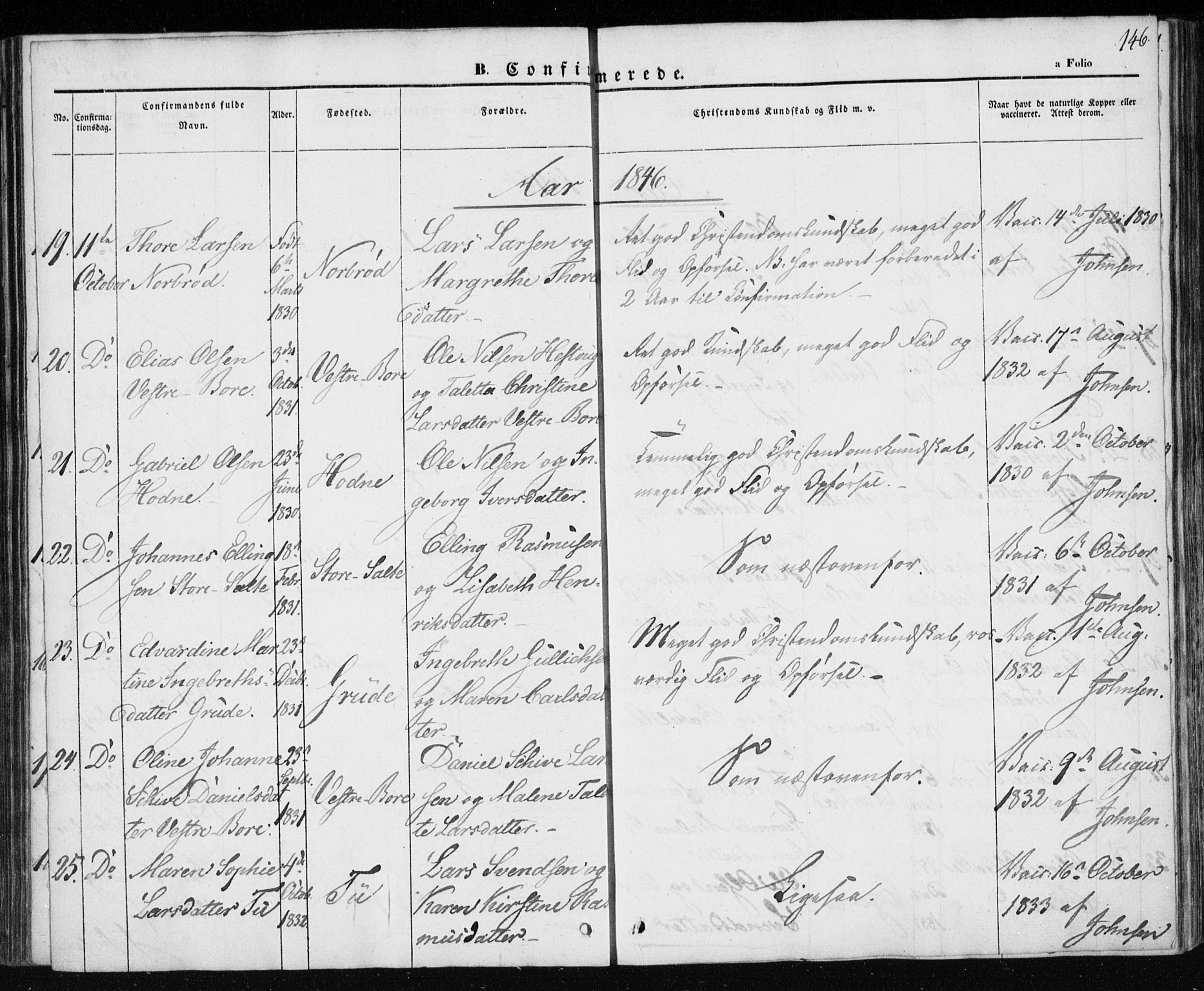 Klepp sokneprestkontor, AV/SAST-A-101803/001/3/30BA/L0004: Parish register (official) no. A 4, 1842-1852, p. 146