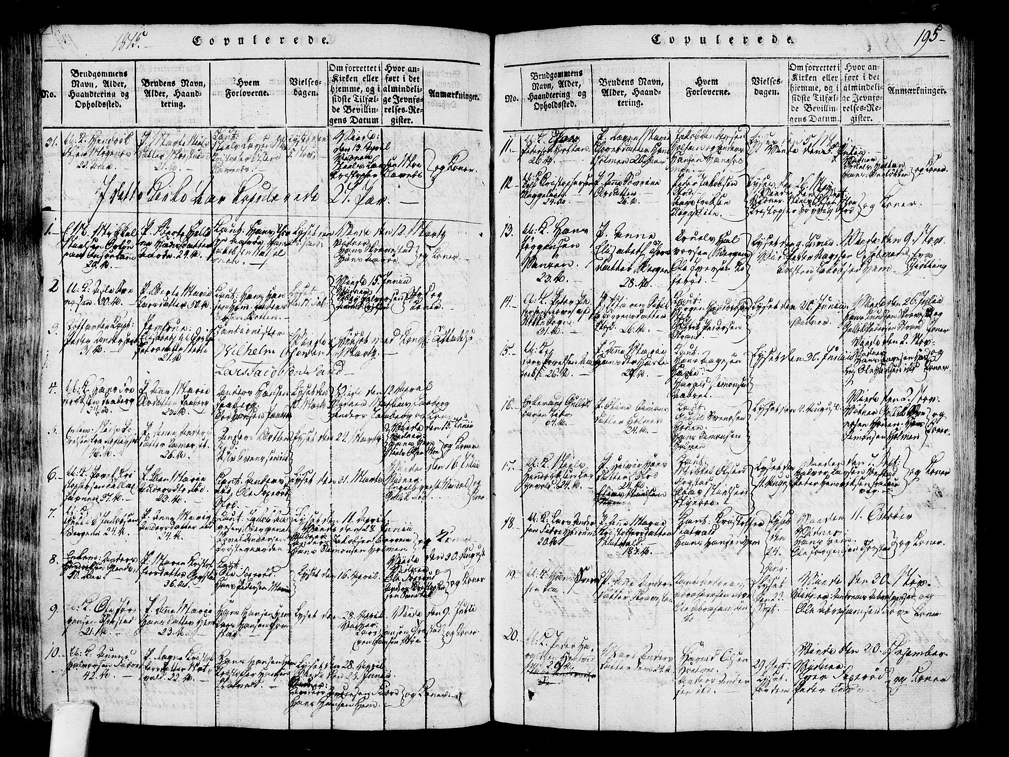 Sandar kirkebøker, SAKO/A-243/F/Fa/L0004: Parish register (official) no. 4, 1814-1832, p. 195