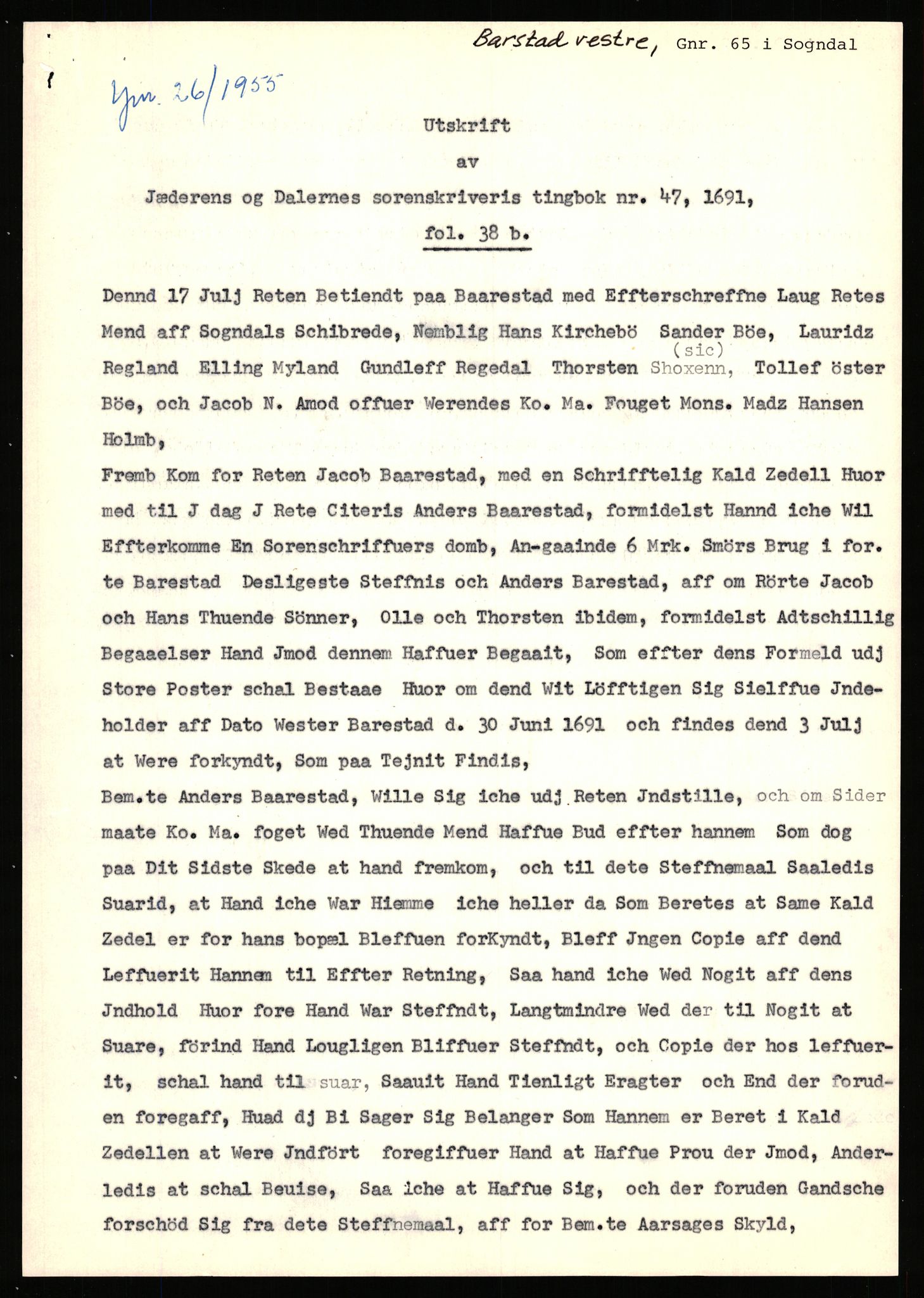 Statsarkivet i Stavanger, AV/SAST-A-101971/03/Y/Yj/L0006: Avskrifter sortert etter gårdsnavn: Bakke - Baustad, 1750-1930, p. 312