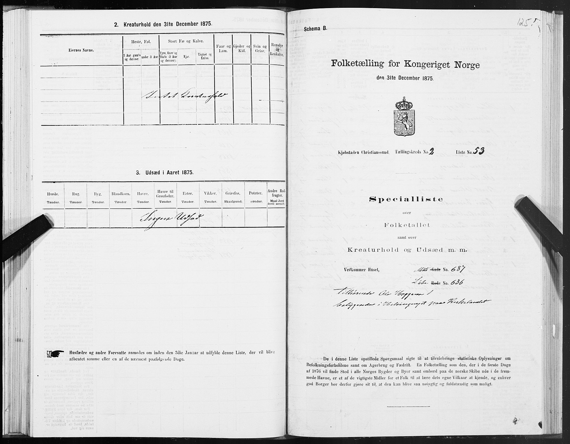 SAT, 1875 census for 1503B Kristiansund/Kristiansund, 1875, p. 2125