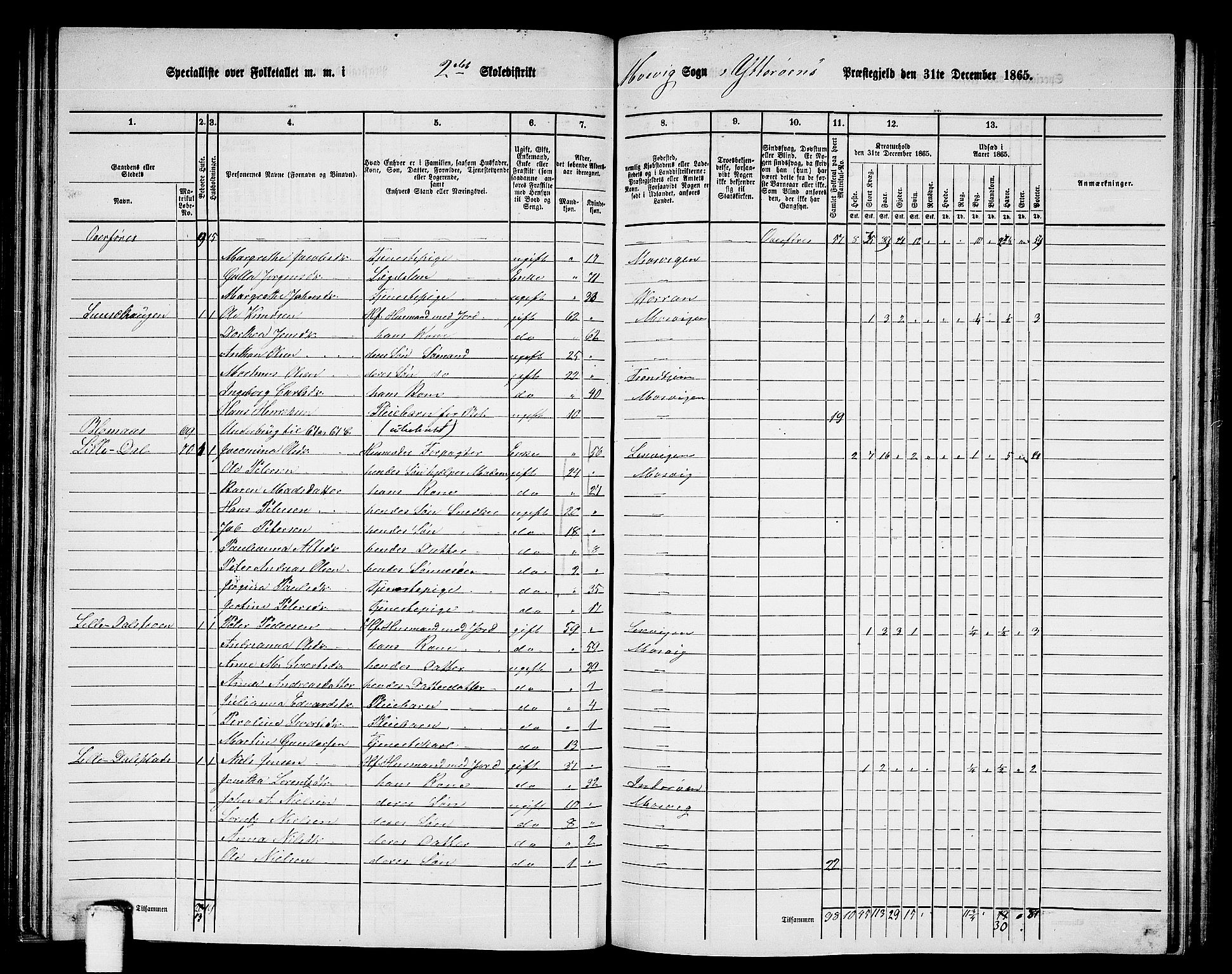 RA, 1865 census for Ytterøy, 1865, p. 91