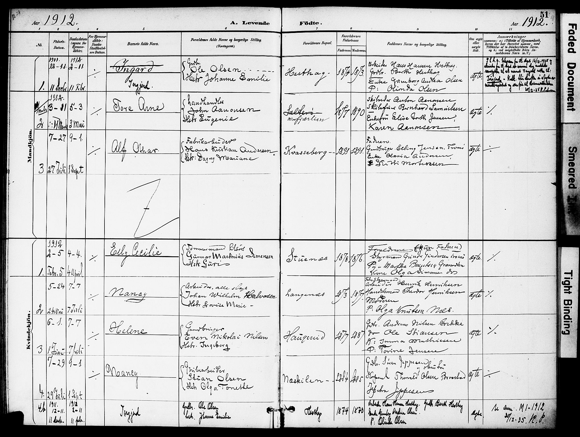 Austre Moland sokneprestkontor, SAK/1111-0001/F/Fa/Fab/L0002: Parish register (official) no. A 2, 1894-1919, p. 51