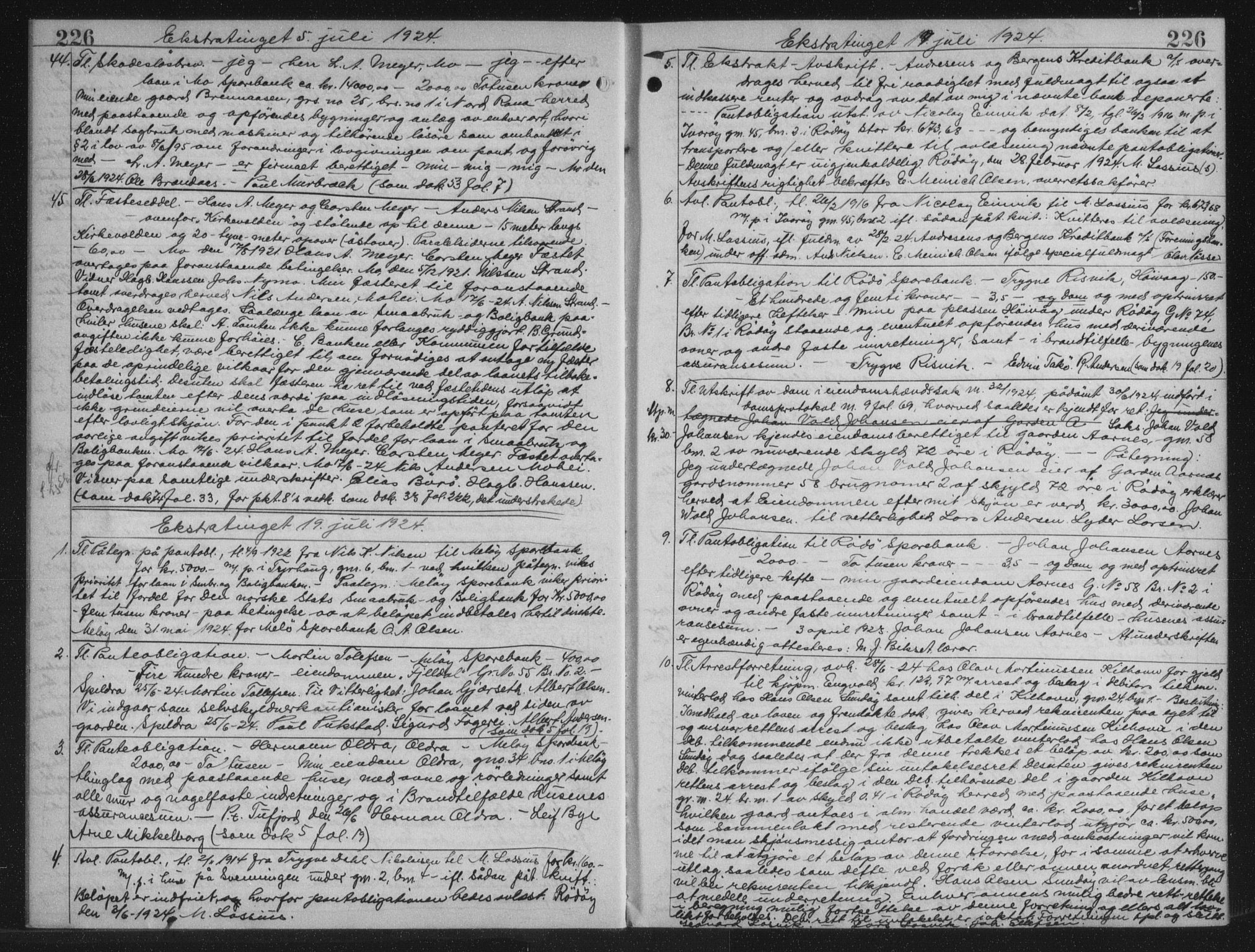 Rana sorenskriveri , AV/SAT-A-1108/1/2/2C/L0018: Mortgage book no. 18, 1923-1928, p. 226, Deed date: 19.07.1924