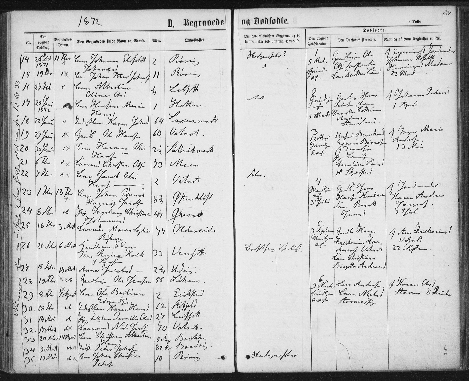 Ministerialprotokoller, klokkerbøker og fødselsregistre - Nordland, AV/SAT-A-1459/852/L0739: Parish register (official) no. 852A09, 1866-1877, p. 281