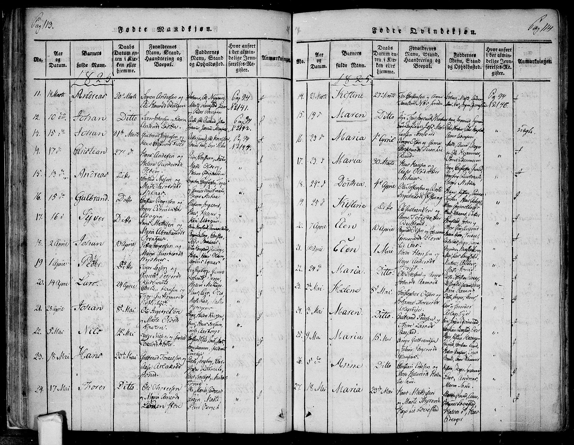 Trøgstad prestekontor Kirkebøker, SAO/A-10925/F/Fa/L0006: Parish register (official) no. I 6, 1815-1844, p. 113-114