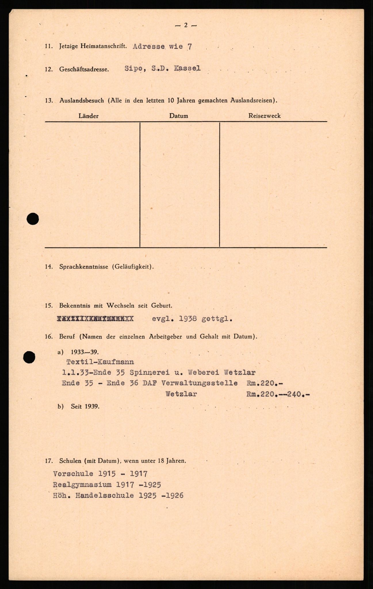 Forsvaret, Forsvarets overkommando II, AV/RA-RAFA-3915/D/Db/L0024: CI Questionaires. Tyske okkupasjonsstyrker i Norge. Tyskere., 1945-1946, p. 304