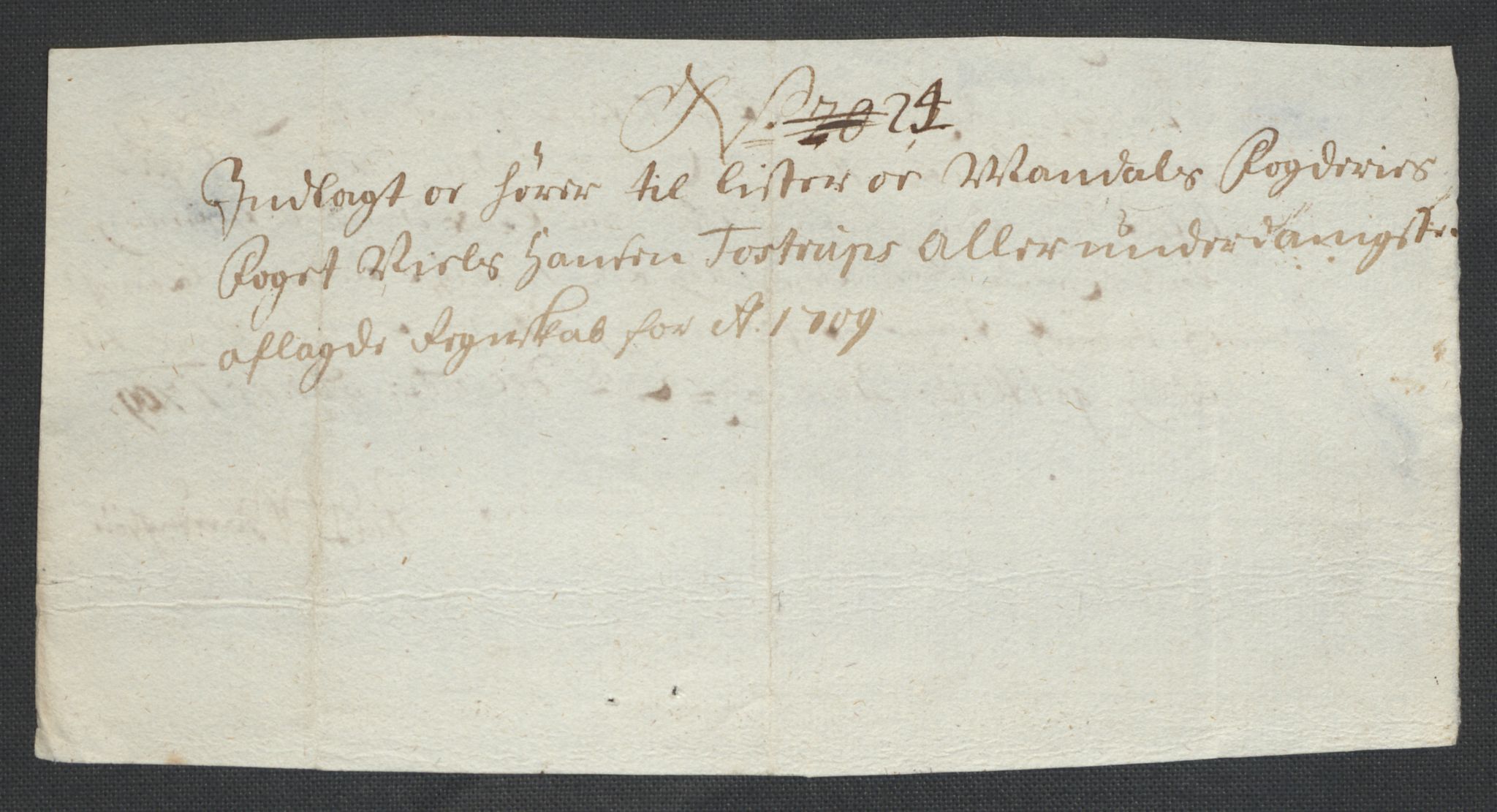 Rentekammeret inntil 1814, Reviderte regnskaper, Fogderegnskap, AV/RA-EA-4092/R43/L2552: Fogderegnskap Lista og Mandal, 1705-1709, p. 322