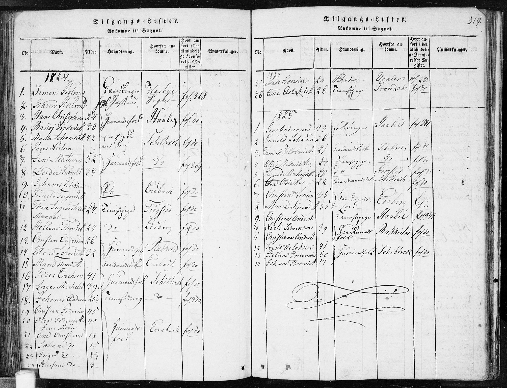 Spydeberg prestekontor Kirkebøker, AV/SAO-A-10924/F/Fa/L0004: Parish register (official) no. I 4, 1814-1841, p. 319