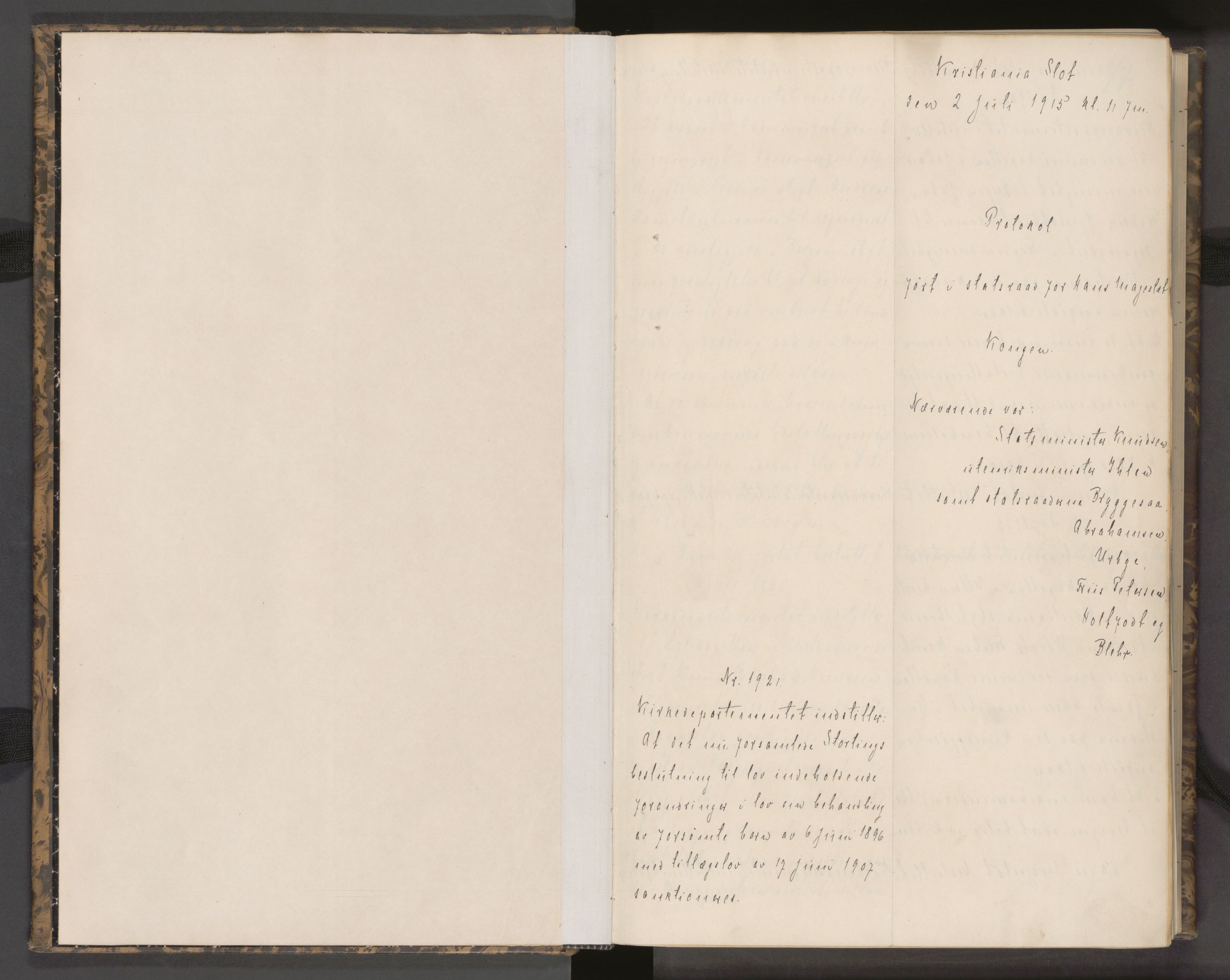 Statsrådssekretariatet, AV/RA-S-1001/A/Ac/L0040: Kgl. res. nr. 1921-2788, 3. kvartal, 1915