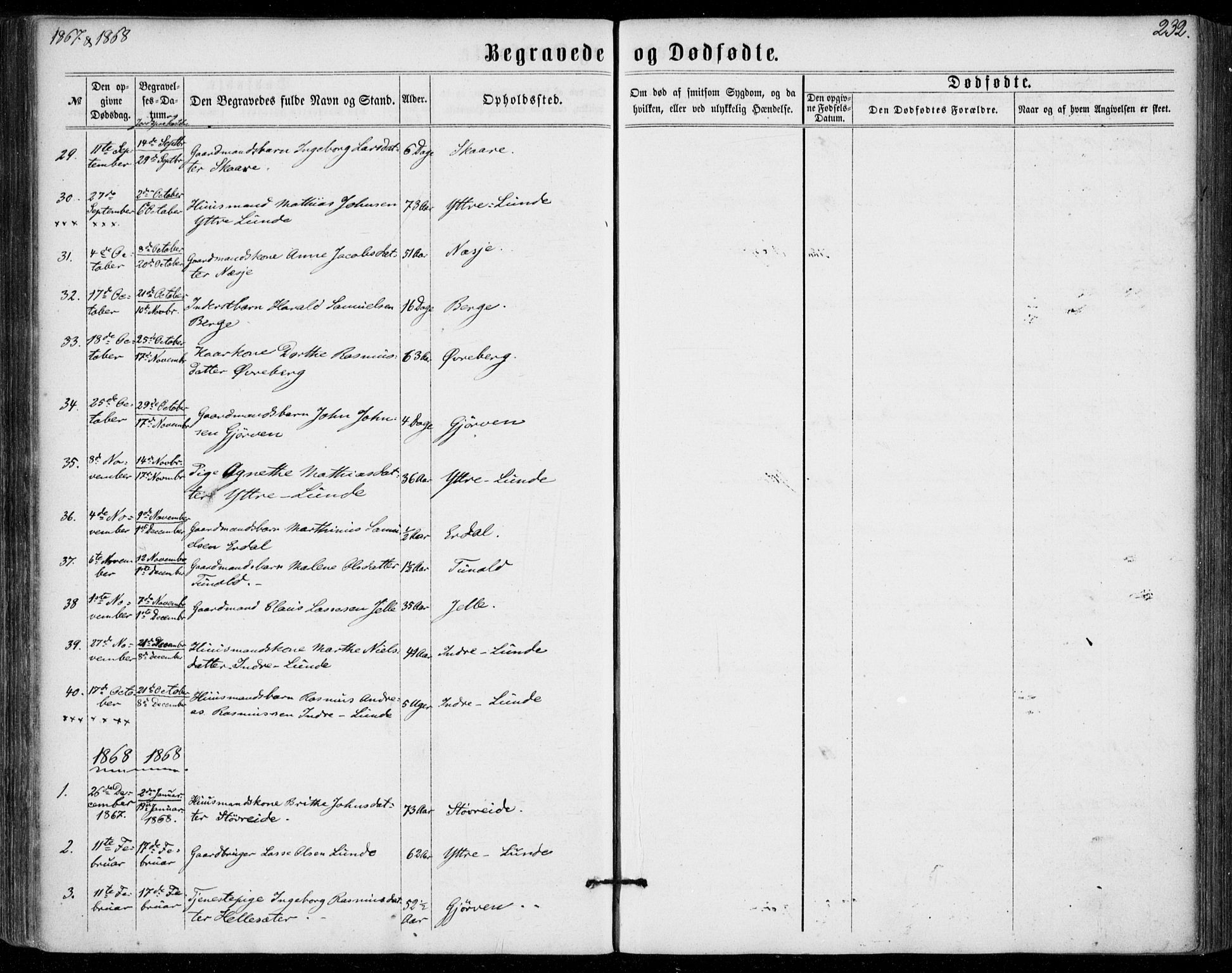 Stryn Sokneprestembete, SAB/A-82501: Parish register (official) no. A 3, 1862-1877, p. 232