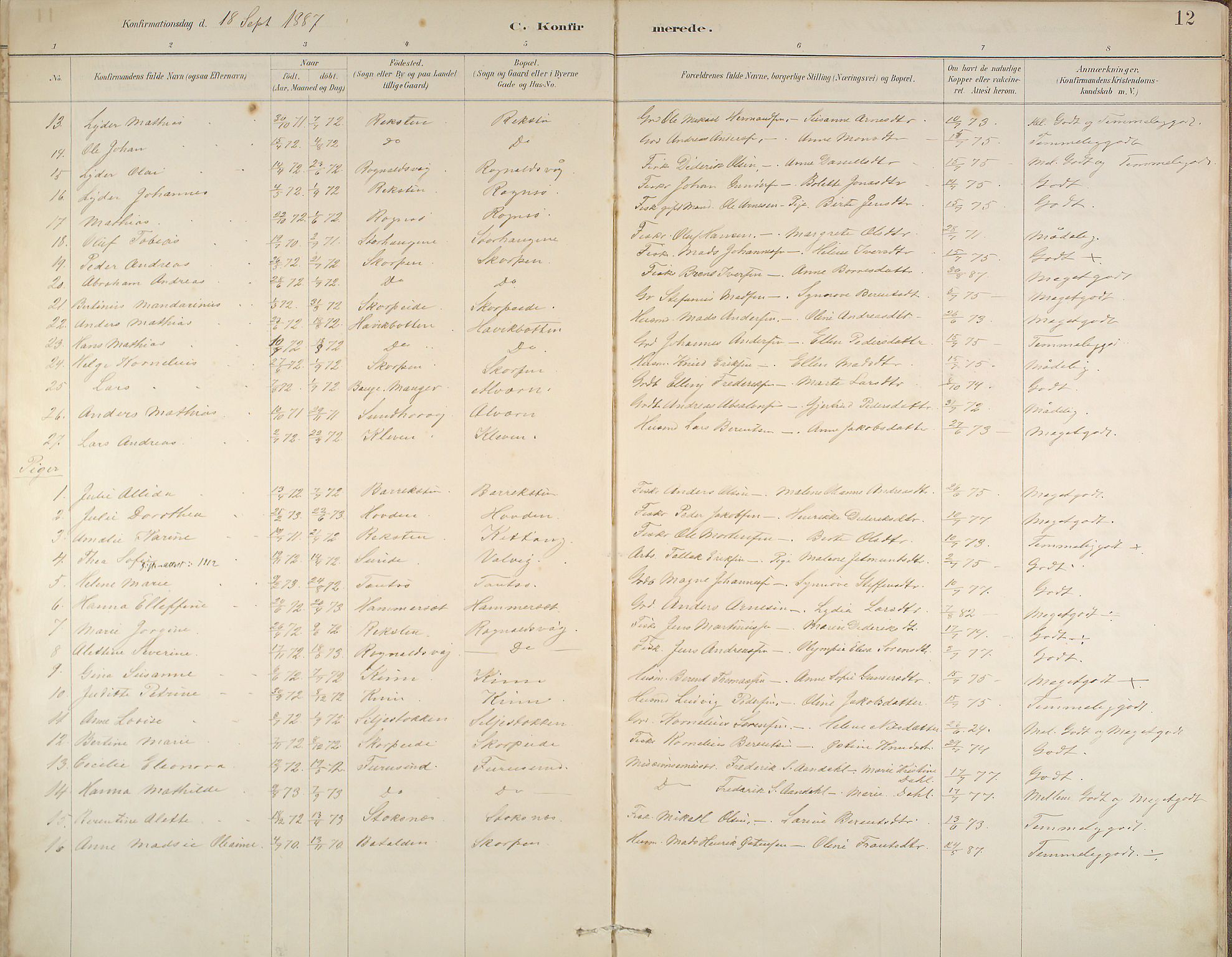 Kinn sokneprestembete, SAB/A-80801/H/Haa/Haab/L0006: Parish register (official) no. B 6, 1883-1925, p. 12