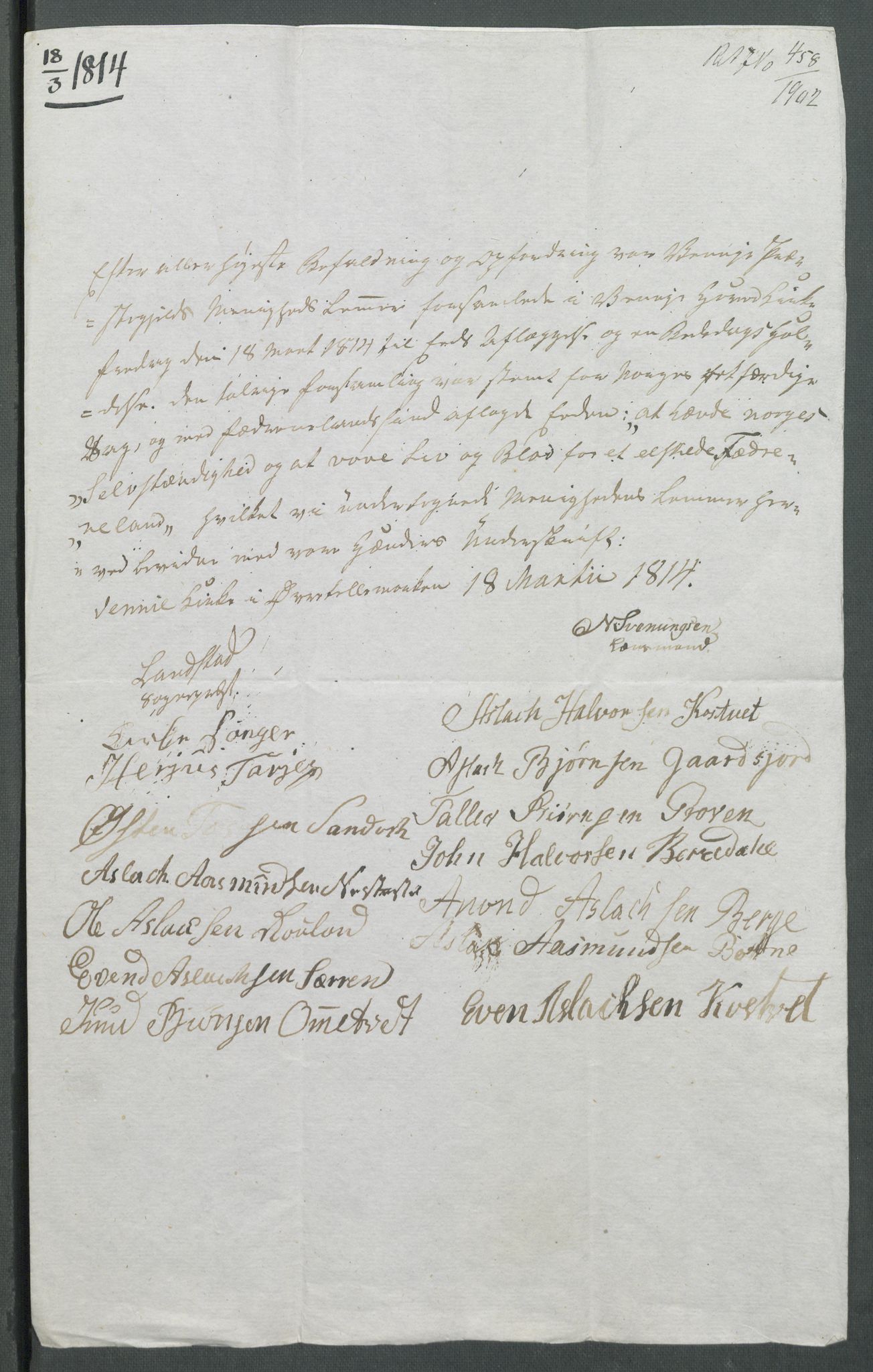 Forskjellige samlinger, Historisk-kronologisk samling, AV/RA-EA-4029/G/Ga/L0009A: Historisk-kronologisk samling. Dokumenter fra januar og ut september 1814. , 1814, p. 39
