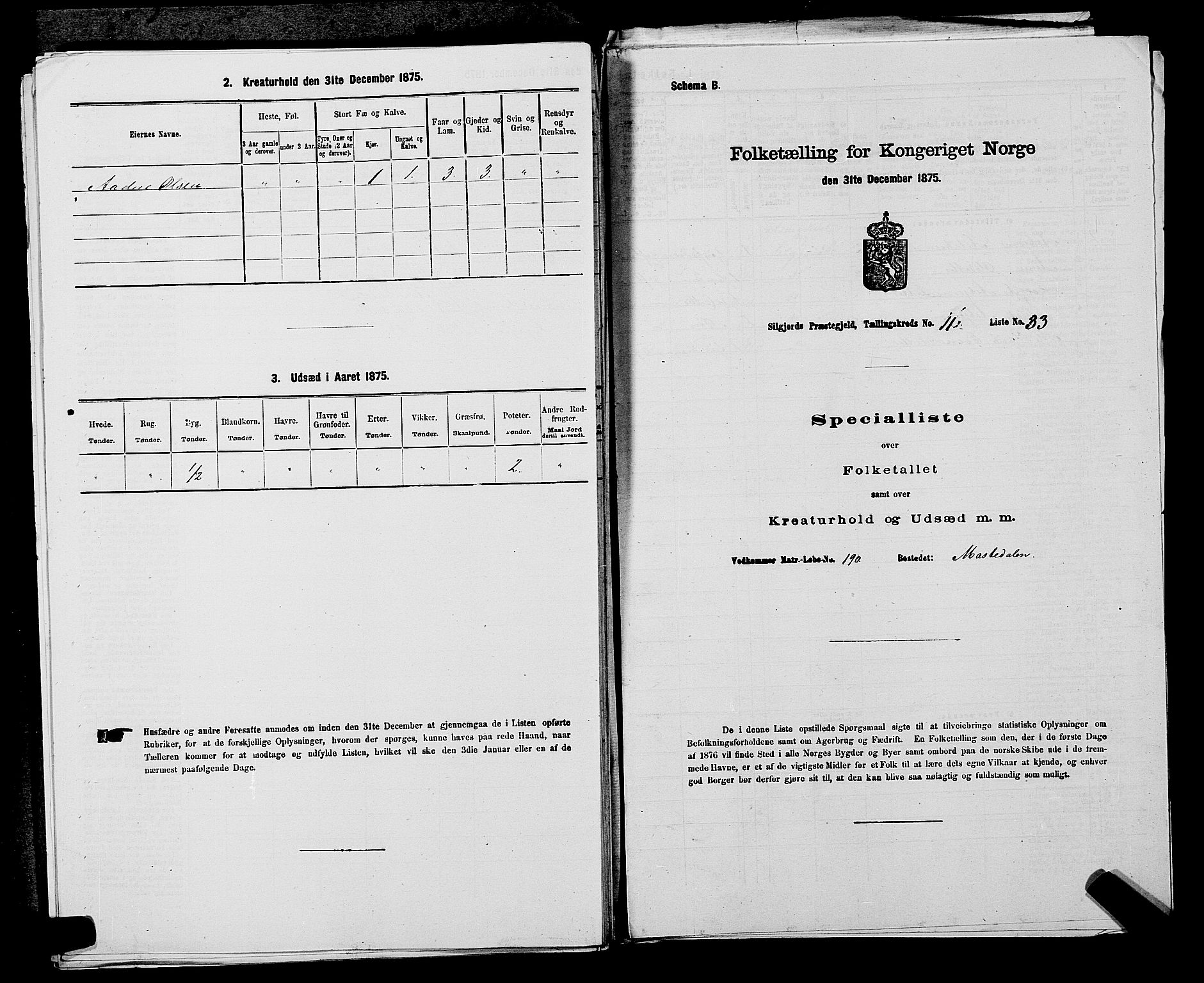 SAKO, 1875 census for 0828P Seljord, 1875, p. 1240