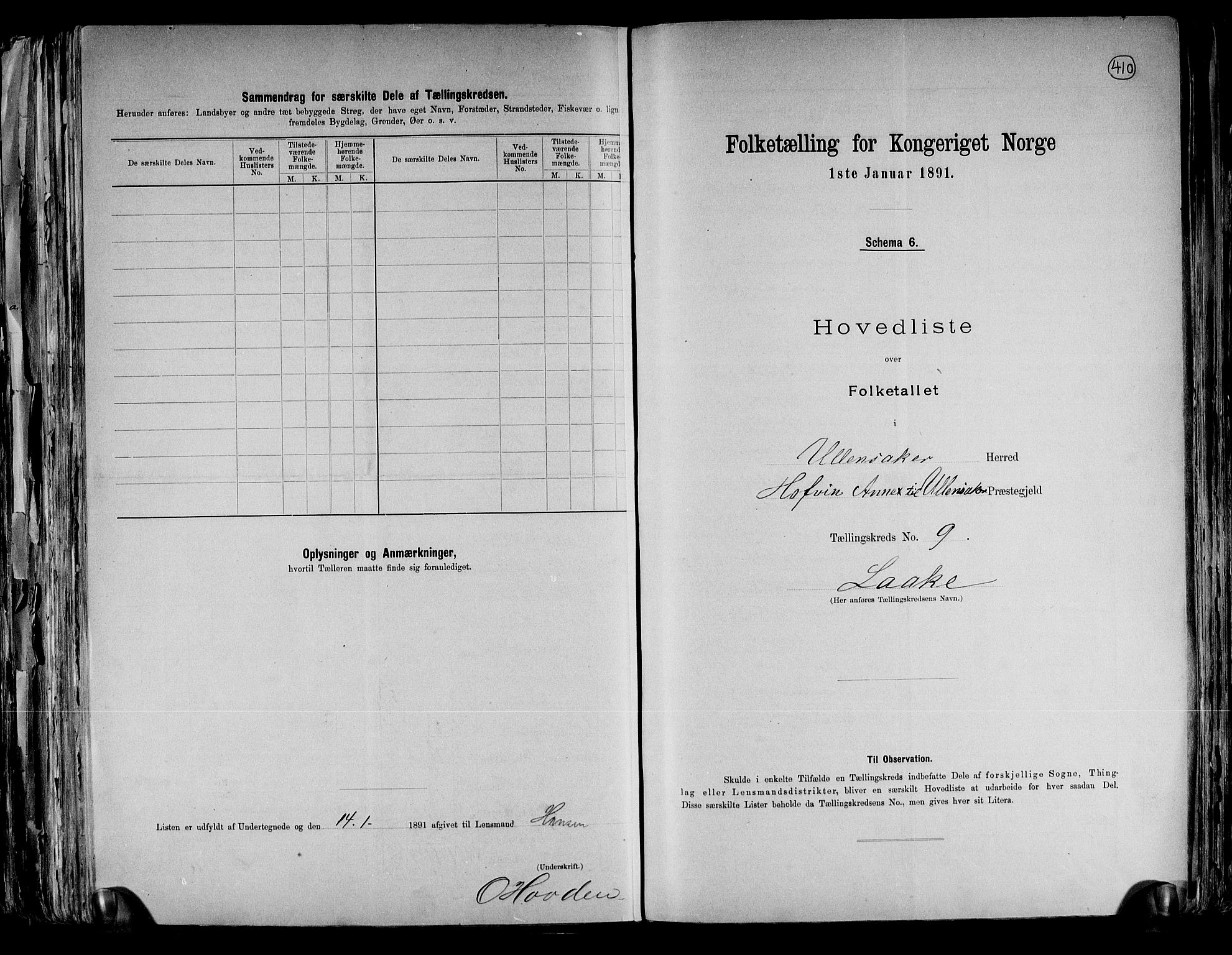 RA, 1891 census for 0235 Ullensaker, 1891, p. 21