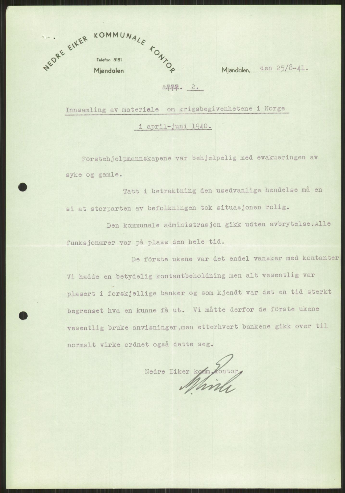 Forsvaret, Forsvarets krigshistoriske avdeling, AV/RA-RAFA-2017/Y/Ya/L0014: II-C-11-31 - Fylkesmenn.  Rapporter om krigsbegivenhetene 1940., 1940, p. 436