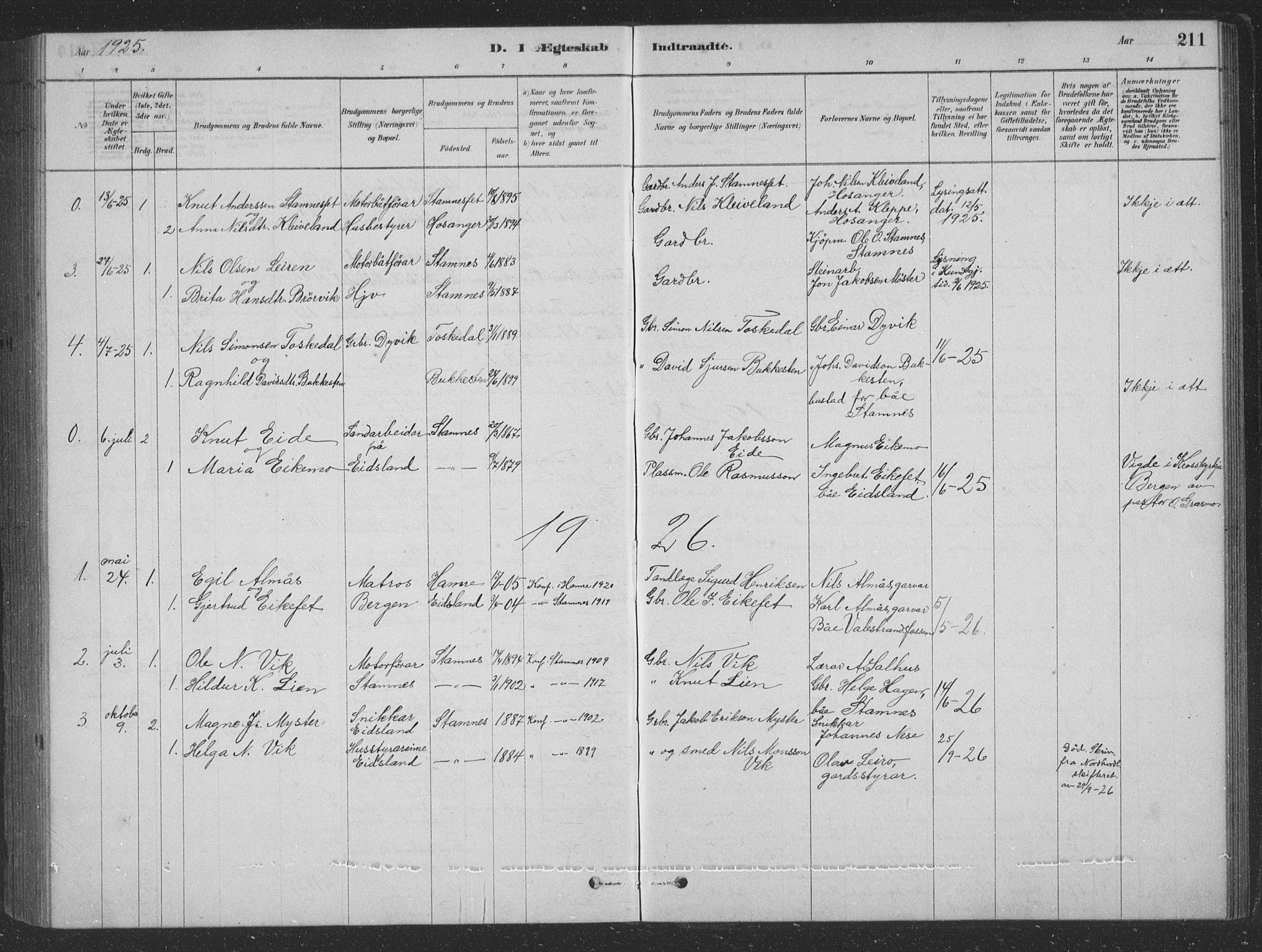 Vaksdal Sokneprestembete, SAB/A-78901/H/Hab: Parish register (copy) no. D 1, 1878-1939, p. 211