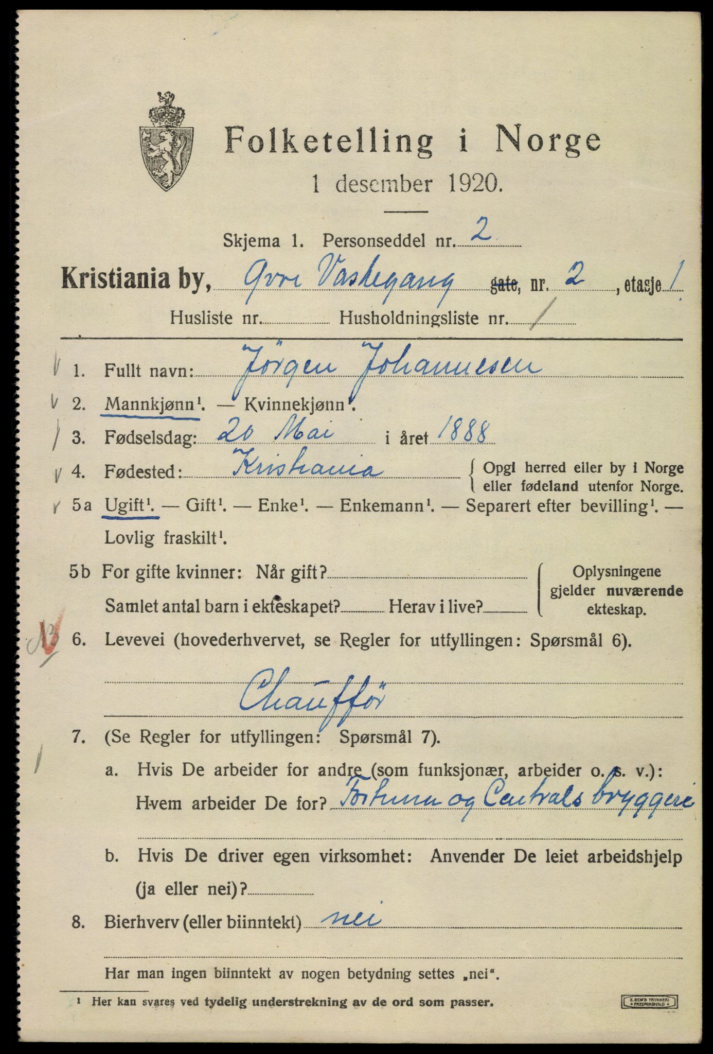 SAO, 1920 census for Kristiania, 1920, p. 658203