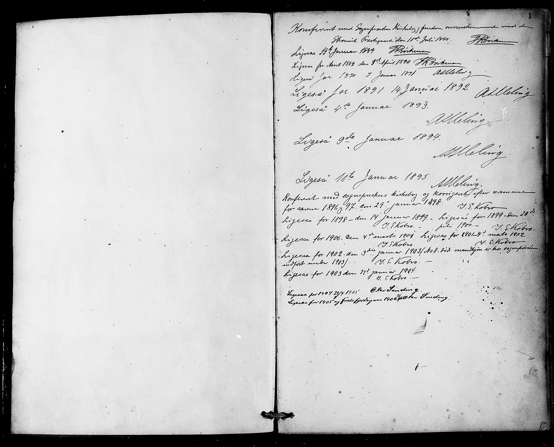 Husnes Sokneprestembete, AV/SAB-A-75901/H/Hab: Parish register (copy) no. B 2, 1884-1914, p. 1