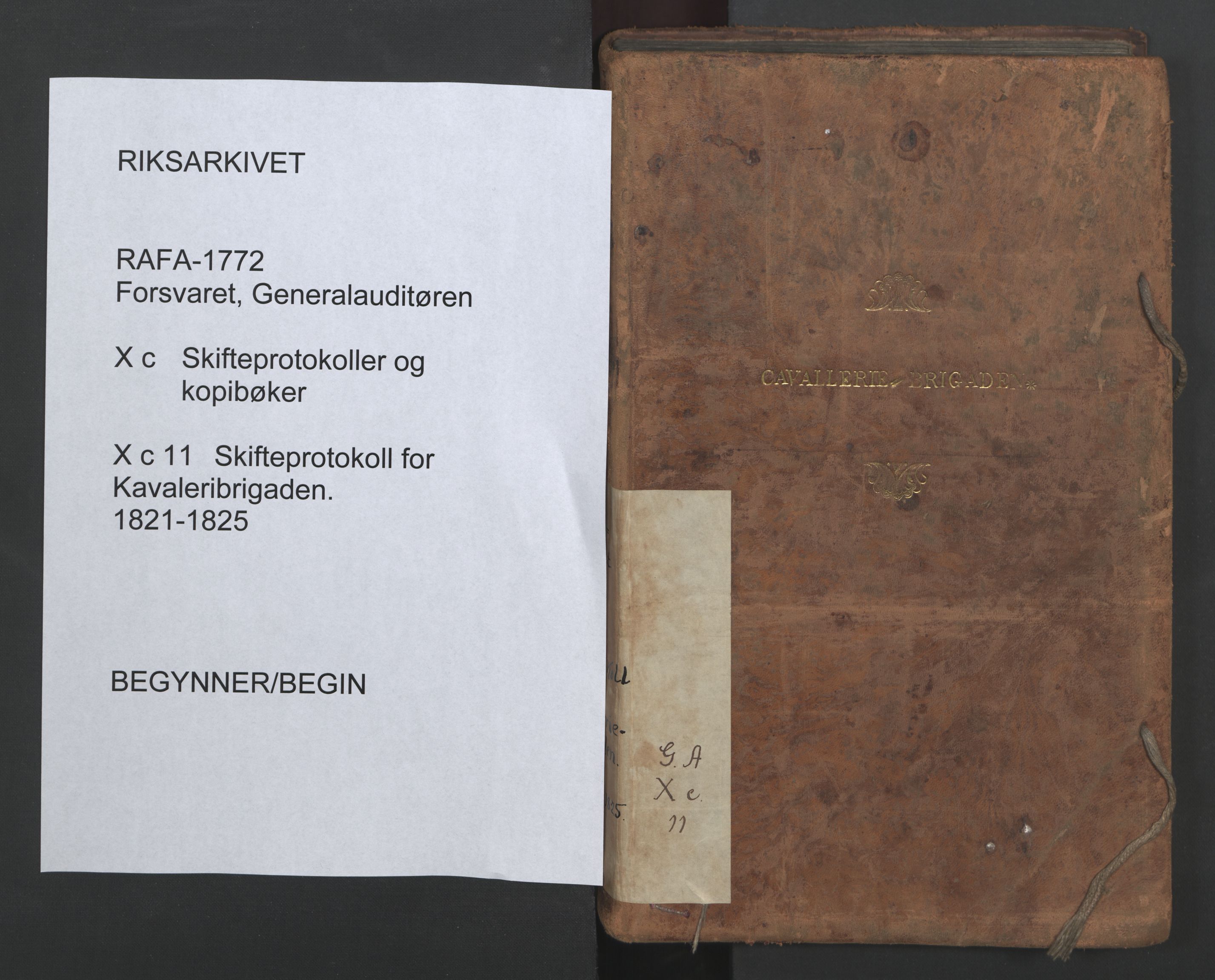 Forsvaret, Generalauditøren, AV/RA-RAFA-1772/F/Fj/Fjc/L0011: Skifteprotokol for Kavallrie-Brigaden 31.10. 1821 - 14. 2. 1825., 1821-1825