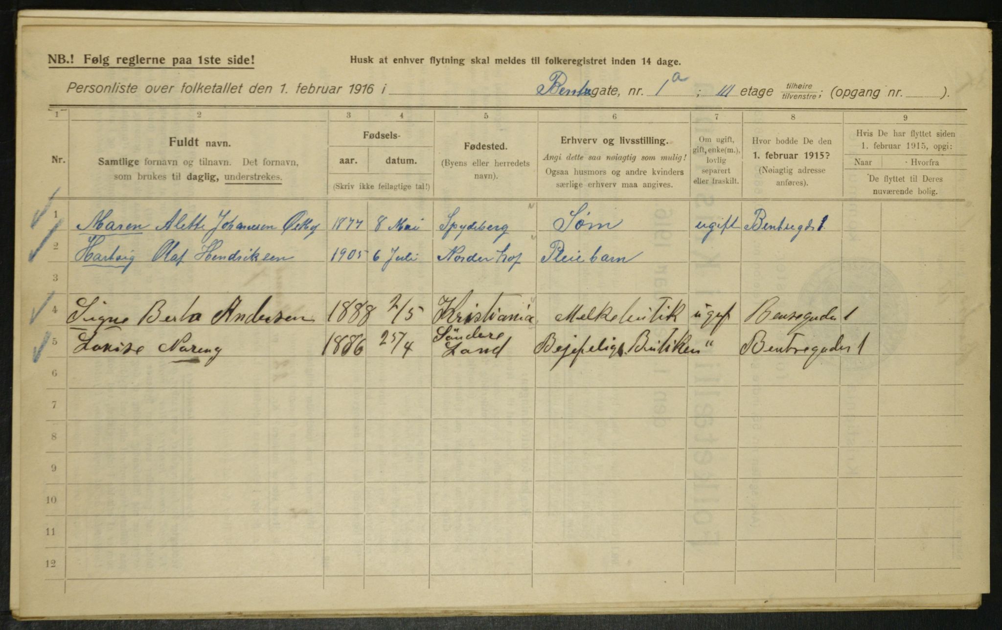 OBA, Municipal Census 1916 for Kristiania, 1916, p. 3566