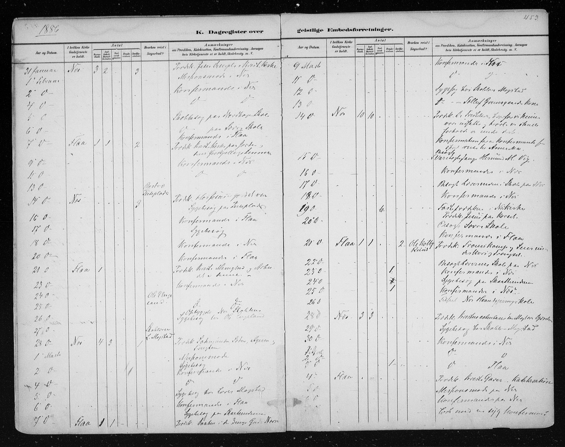 Nes kirkebøker, AV/SAKO-A-236/F/Fa/L0011: Parish register (official) no. 11, 1881-1912, p. 453