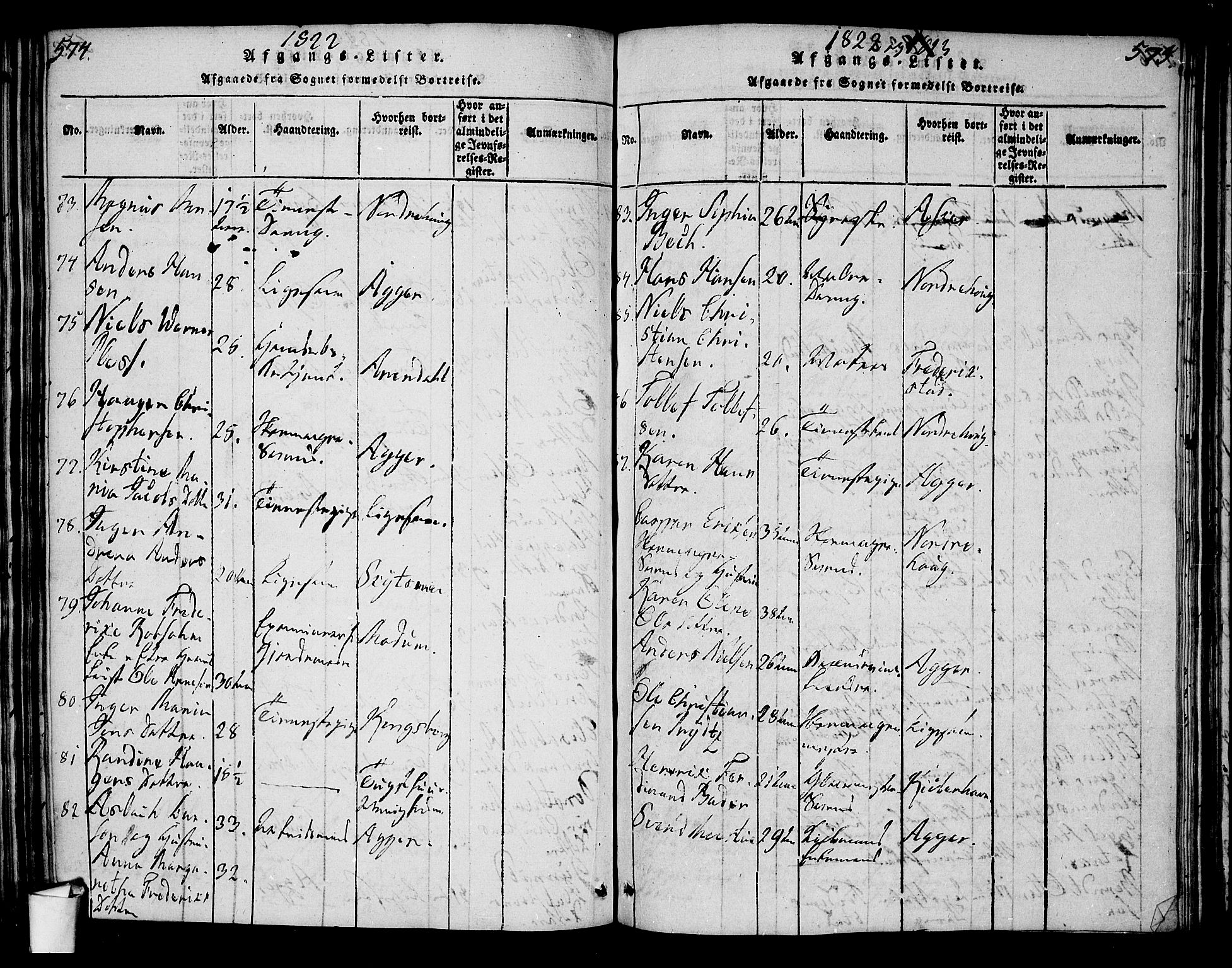 Oslo domkirke Kirkebøker, SAO/A-10752/G/Ga/L0001: Parish register (copy) no. 1, 1817-1825, p. 574-575