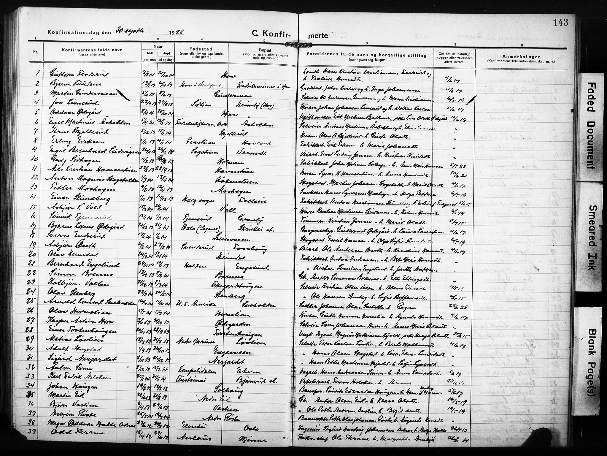 Søndre Land prestekontor, AV/SAH-PREST-122/L/L0007: Parish register (copy) no. 7, 1915-1932, p. 143