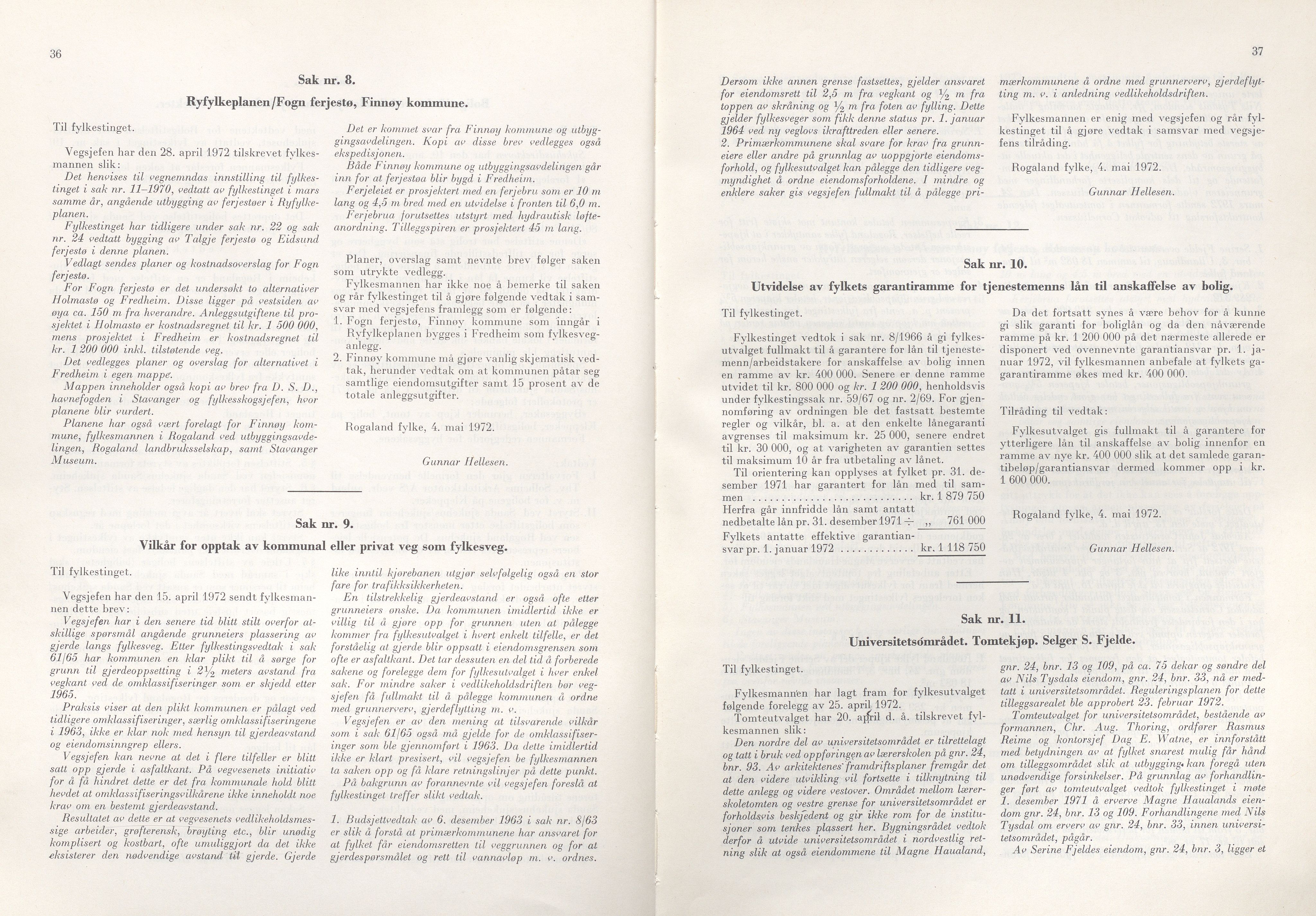 Rogaland fylkeskommune - Fylkesrådmannen , IKAR/A-900/A/Aa/Aaa/L0092: Møtebok , 1972, p. 36-37