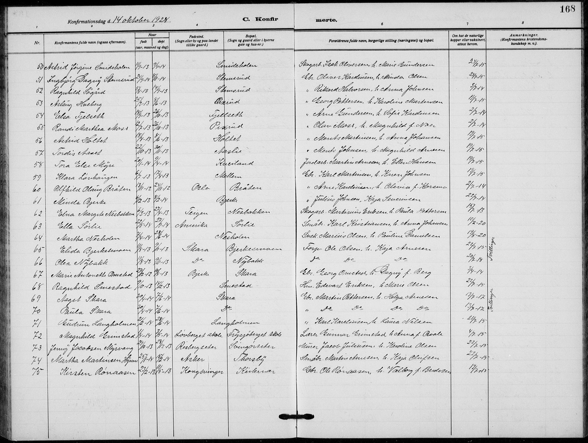 Grue prestekontor, AV/SAH-PREST-036/H/Ha/Hab/L0008: Parish register (copy) no. 8, 1921-1934, p. 168