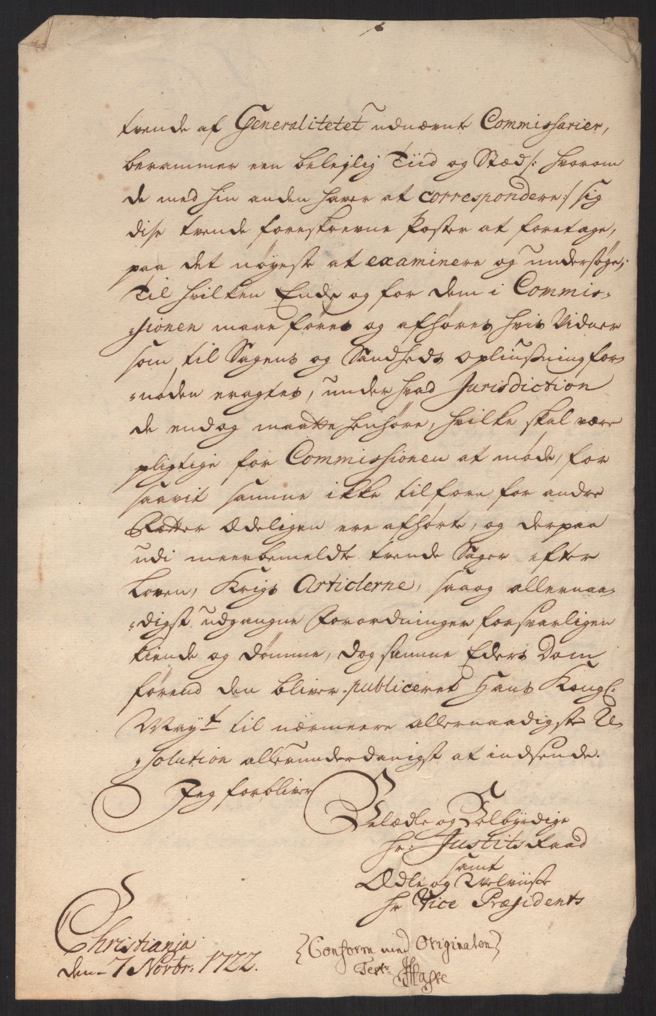 Kommanderende general (KG I) med Det norske krigsdirektorium, AV/RA-EA-5419/D/L0060: Stattholderens, stiftamtmenns og amtmenns brev, 1720-1730, p. 165