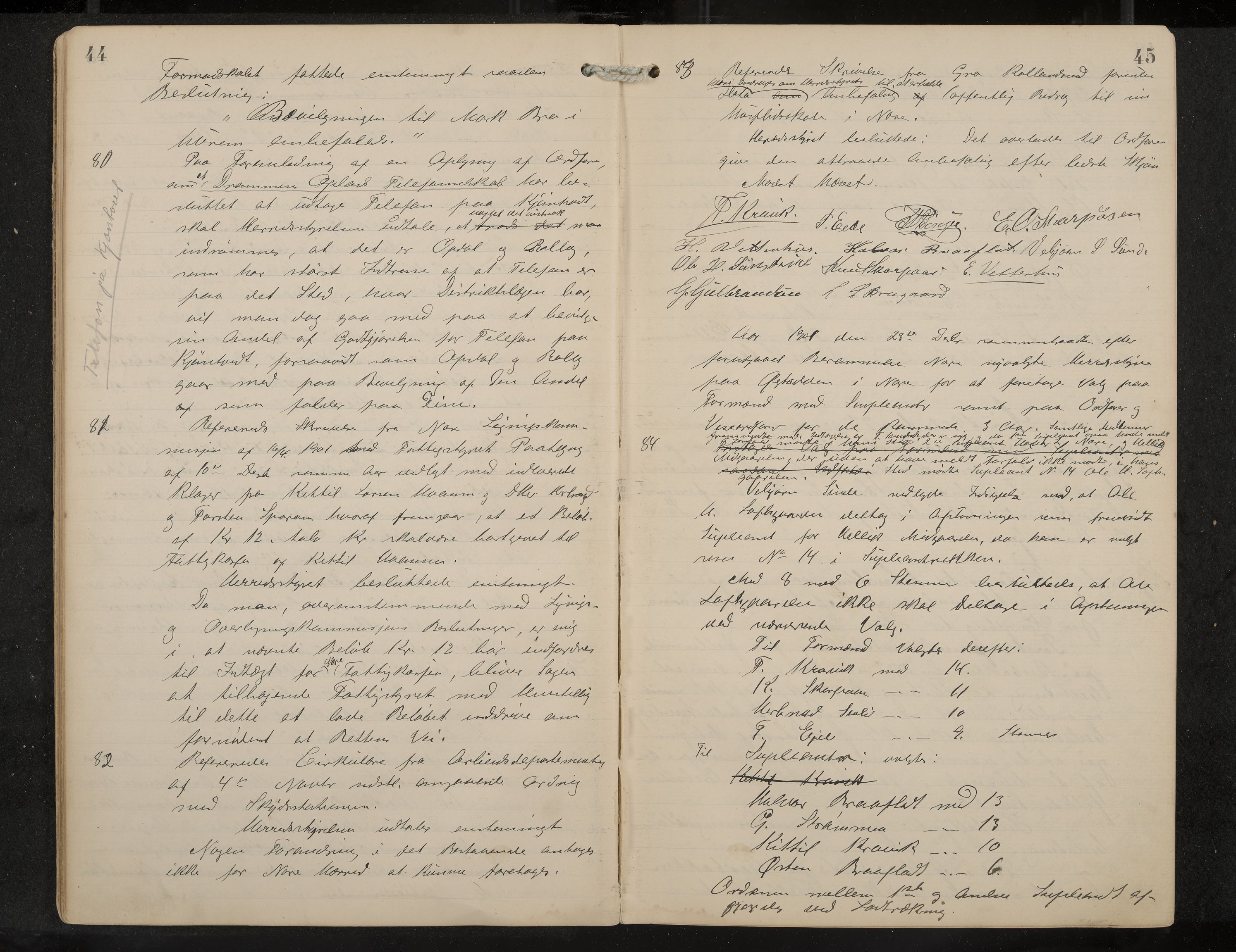 Nore formannskap og sentraladministrasjon, IKAK/0633021-2/A/Aa/L0001: Møtebok, 1901-1911, p. 44-45