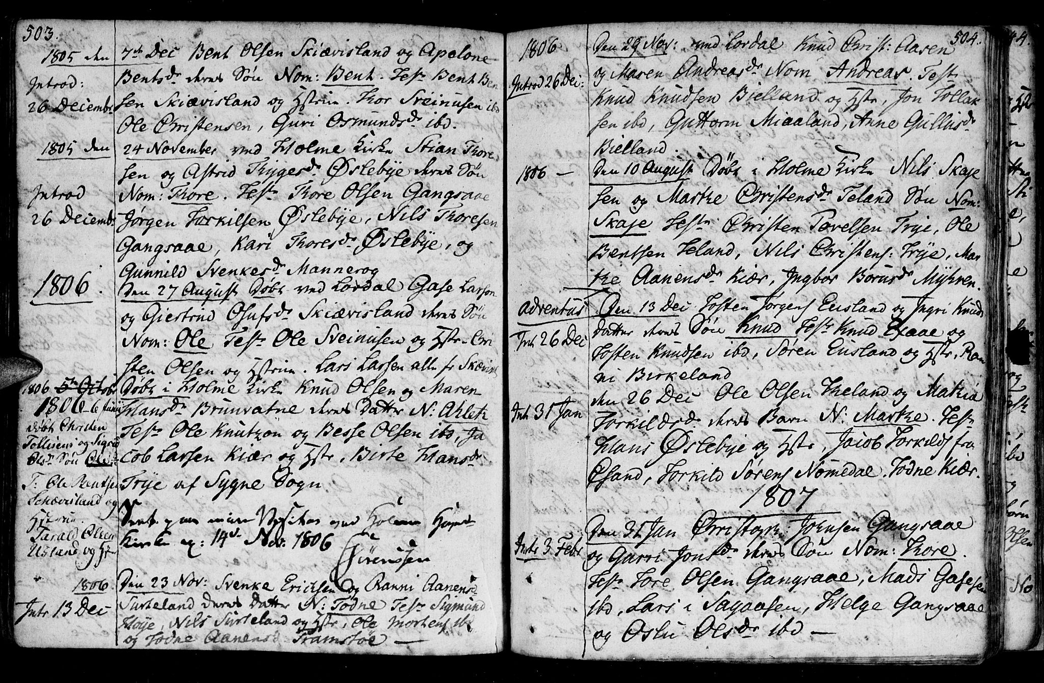 Holum sokneprestkontor, SAK/1111-0022/F/Fa/Fac/L0001: Parish register (official) no. A 1, 1773-1820, p. 503-504