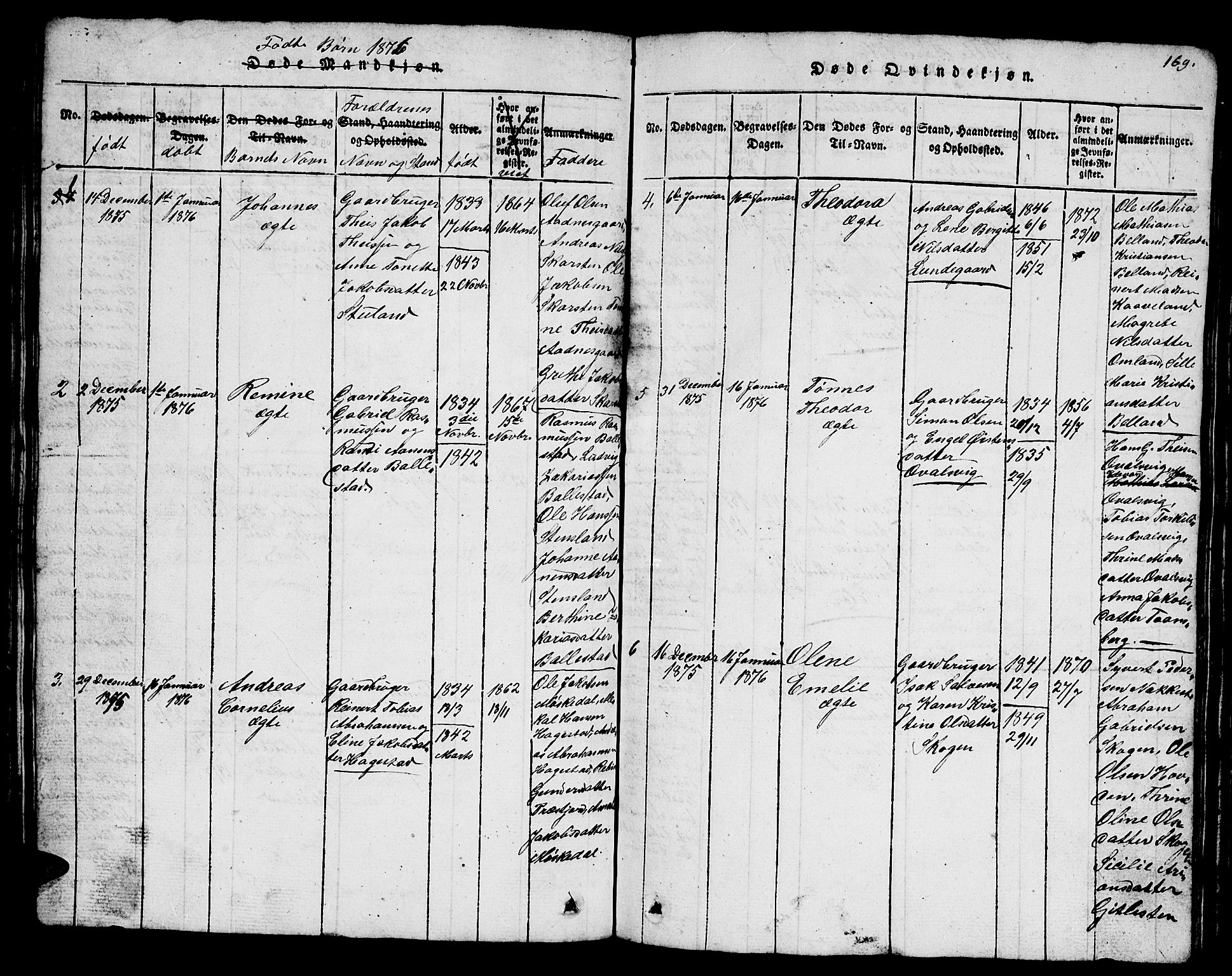 Lyngdal sokneprestkontor, SAK/1111-0029/F/Fb/Fba/L0001: Parish register (copy) no. B 1, 1816-1876, p. 169