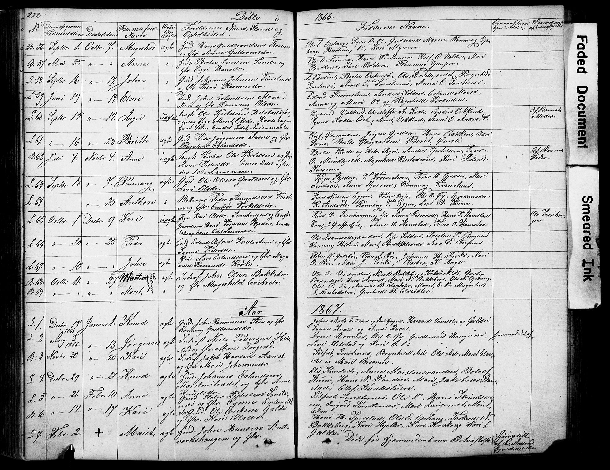 Lom prestekontor, SAH/PREST-070/L/L0012: Parish register (copy) no. 12, 1845-1873, p. 272-273