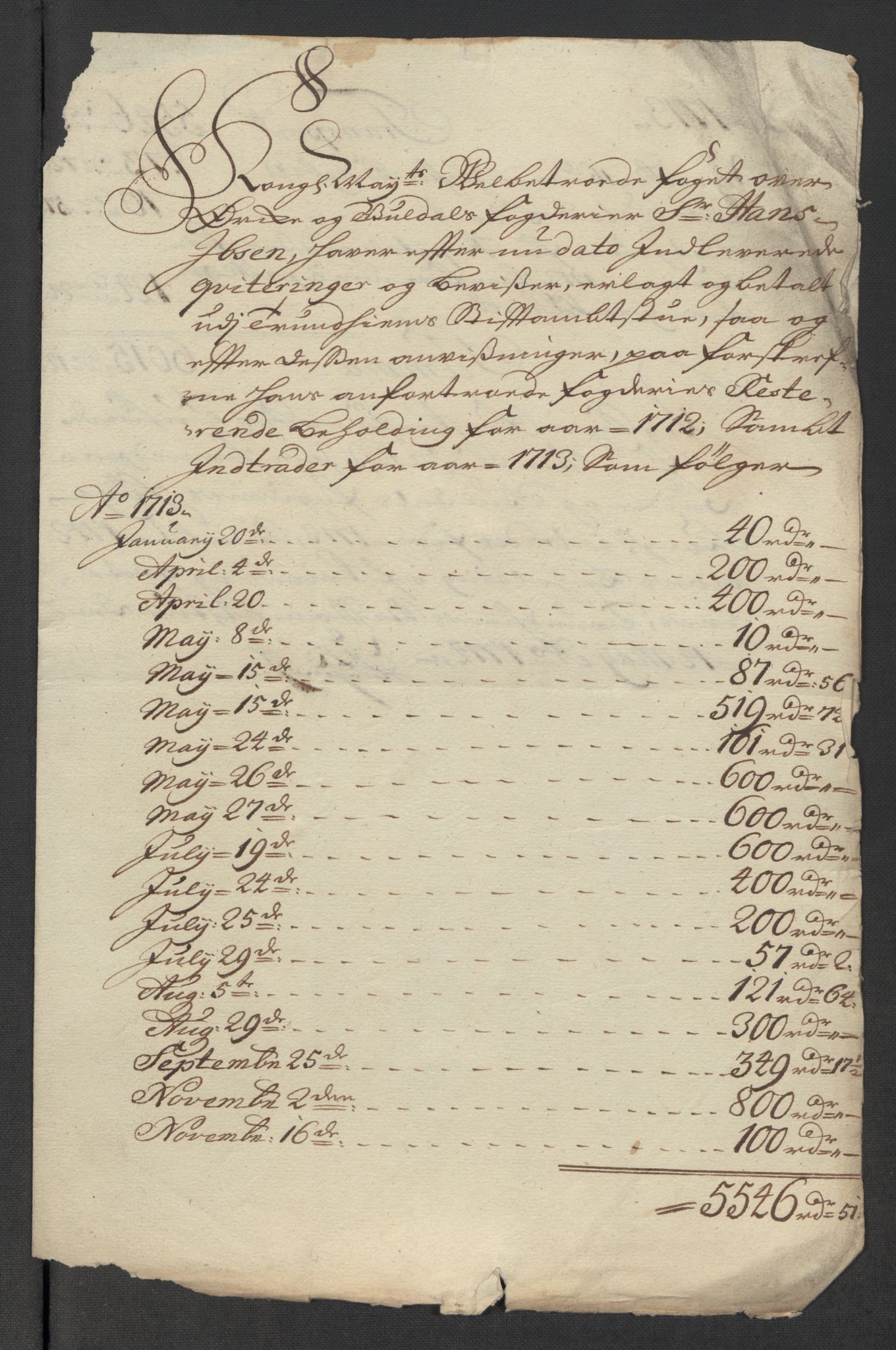 Rentekammeret inntil 1814, Reviderte regnskaper, Fogderegnskap, AV/RA-EA-4092/R60/L3964: Fogderegnskap Orkdal og Gauldal, 1713, p. 574