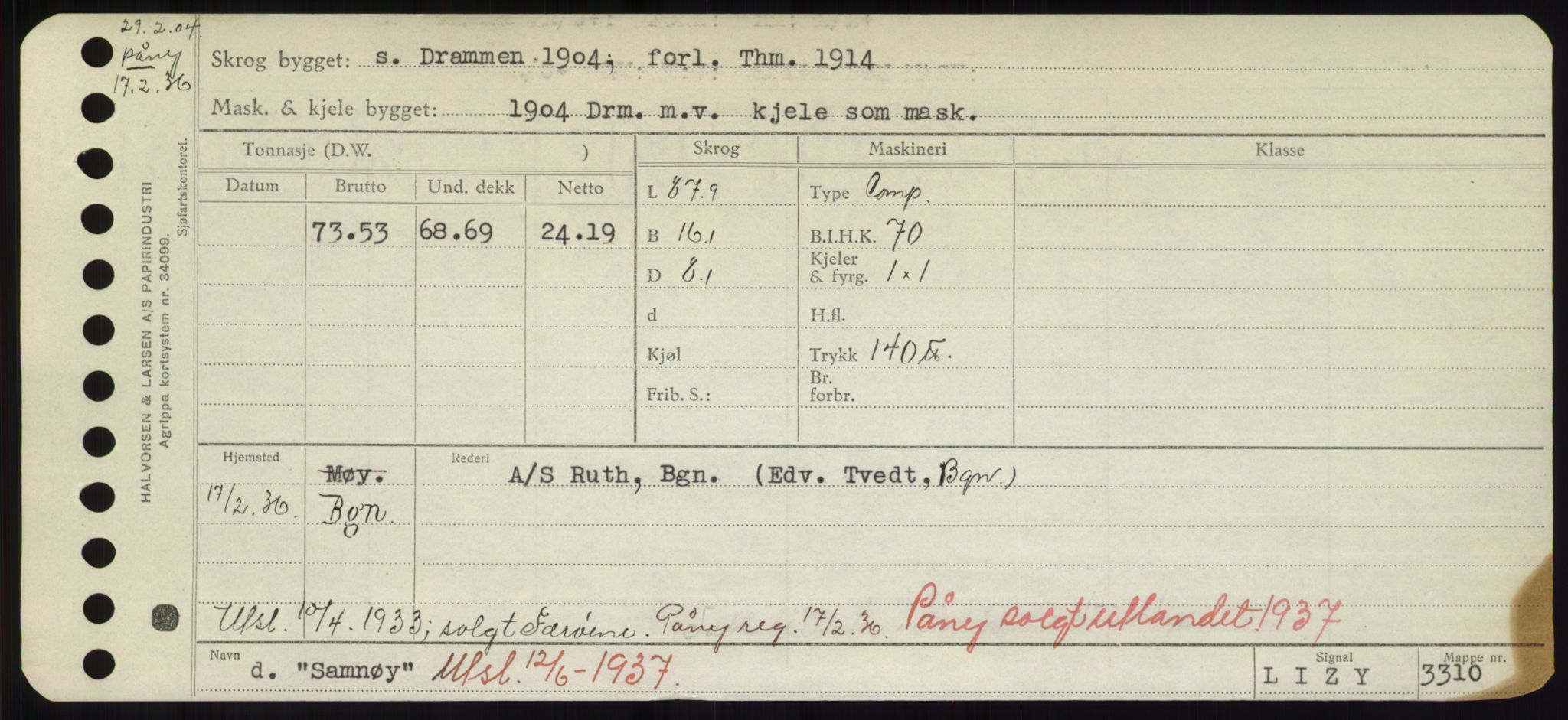 Sjøfartsdirektoratet med forløpere, Skipsmålingen, AV/RA-S-1627/H/Hd/L0031: Fartøy, Rju-Sam, p. 671