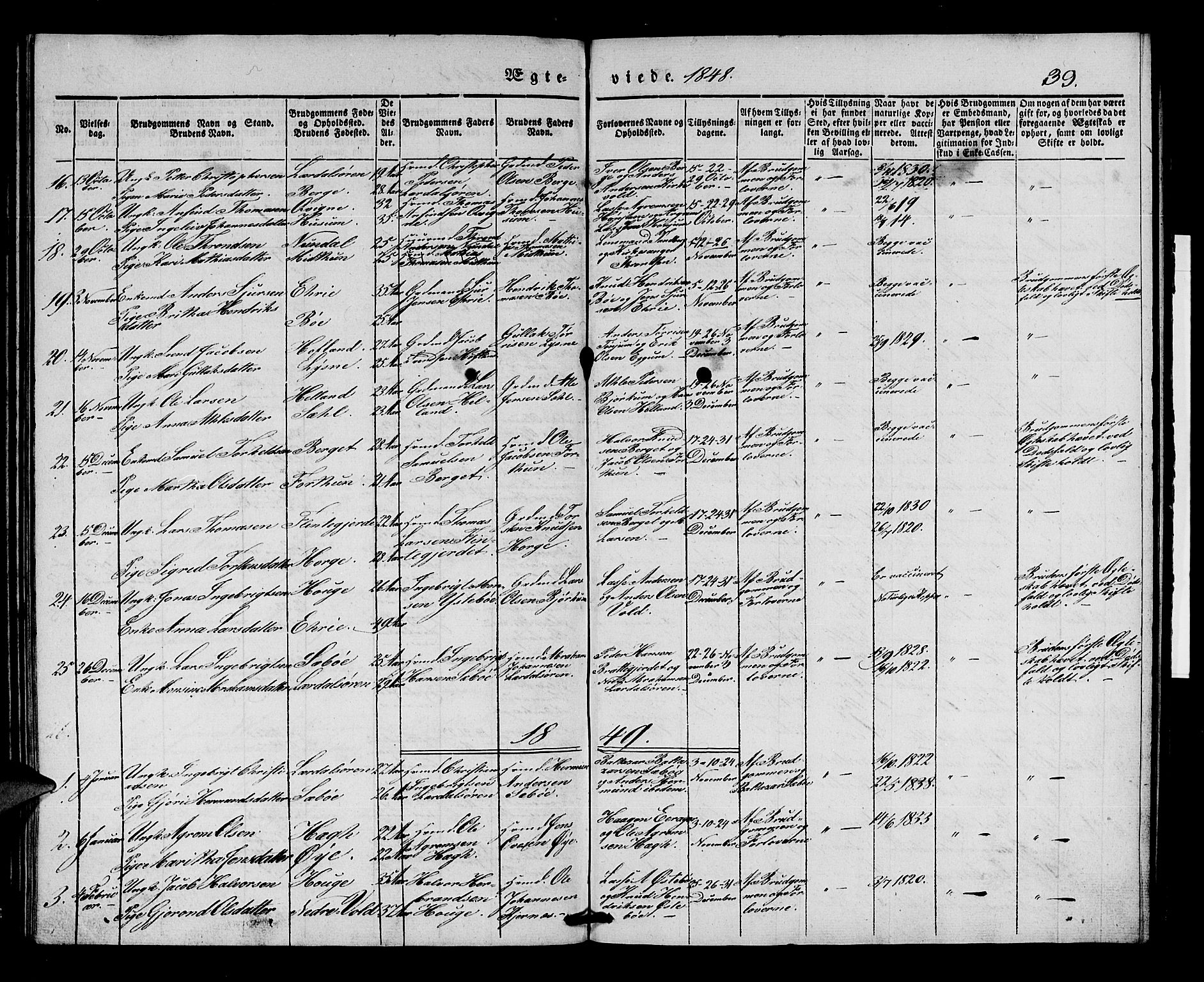Lærdal sokneprestembete, SAB/A-81201: Parish register (official) no. A 8, 1834-1853, p. 39
