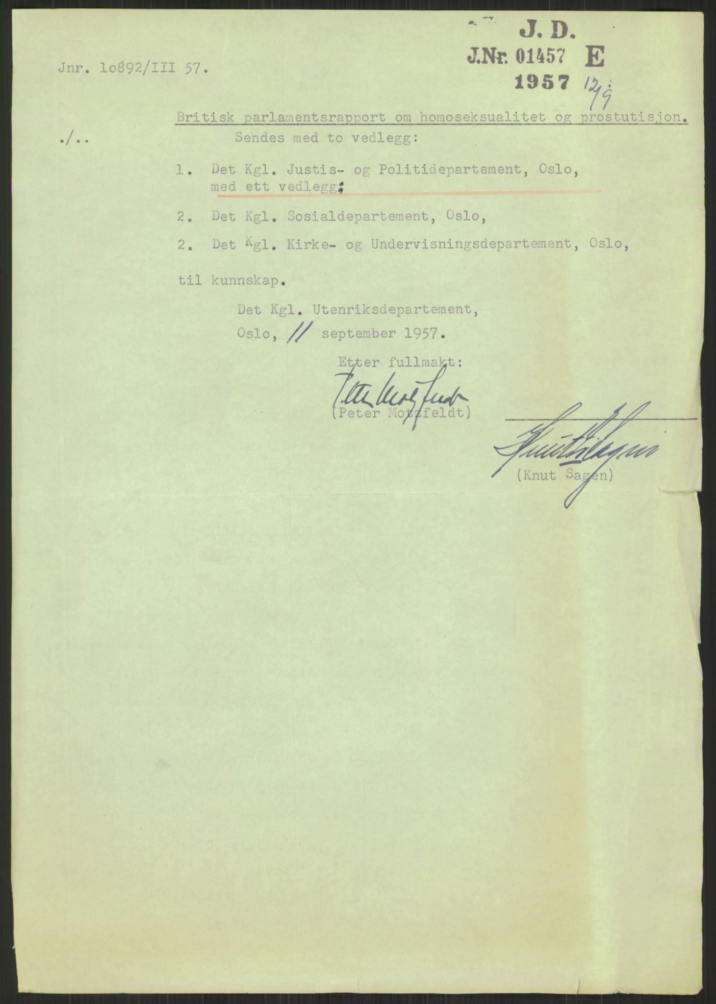 Justisdepartementet, Lovavdelingen, RA/S-3212/D/De/L0029/0001: Straffeloven / Straffelovens revisjon: 5 - Ot. prp. nr.  41 - 1945: Homoseksualiet. 3 mapper, 1956-1970, p. 979