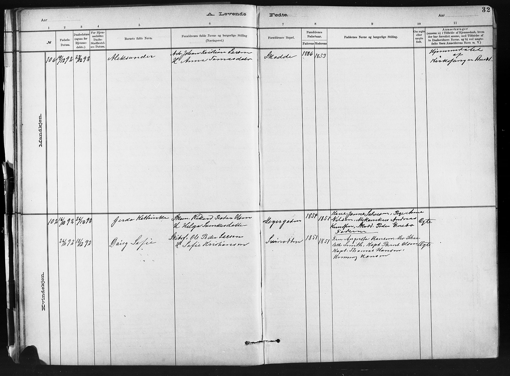 Barbu sokneprestkontor, AV/SAK-1111-0003/F/Fb/L0002: Parish register (copy) no. B 2, 1890-1922, p. 32