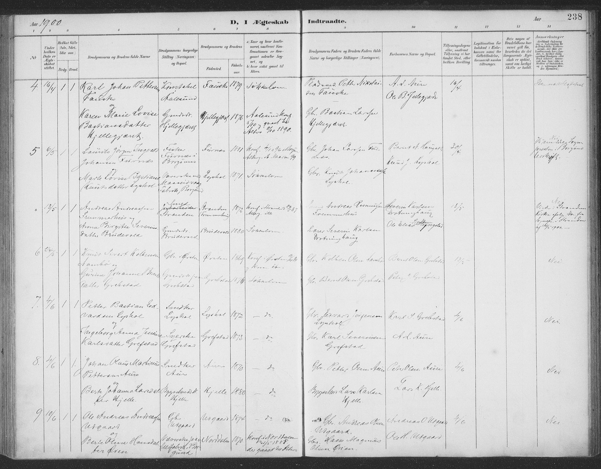 Ministerialprotokoller, klokkerbøker og fødselsregistre - Møre og Romsdal, SAT/A-1454/523/L0335: Parish register (official) no. 523A02, 1891-1911, p. 238