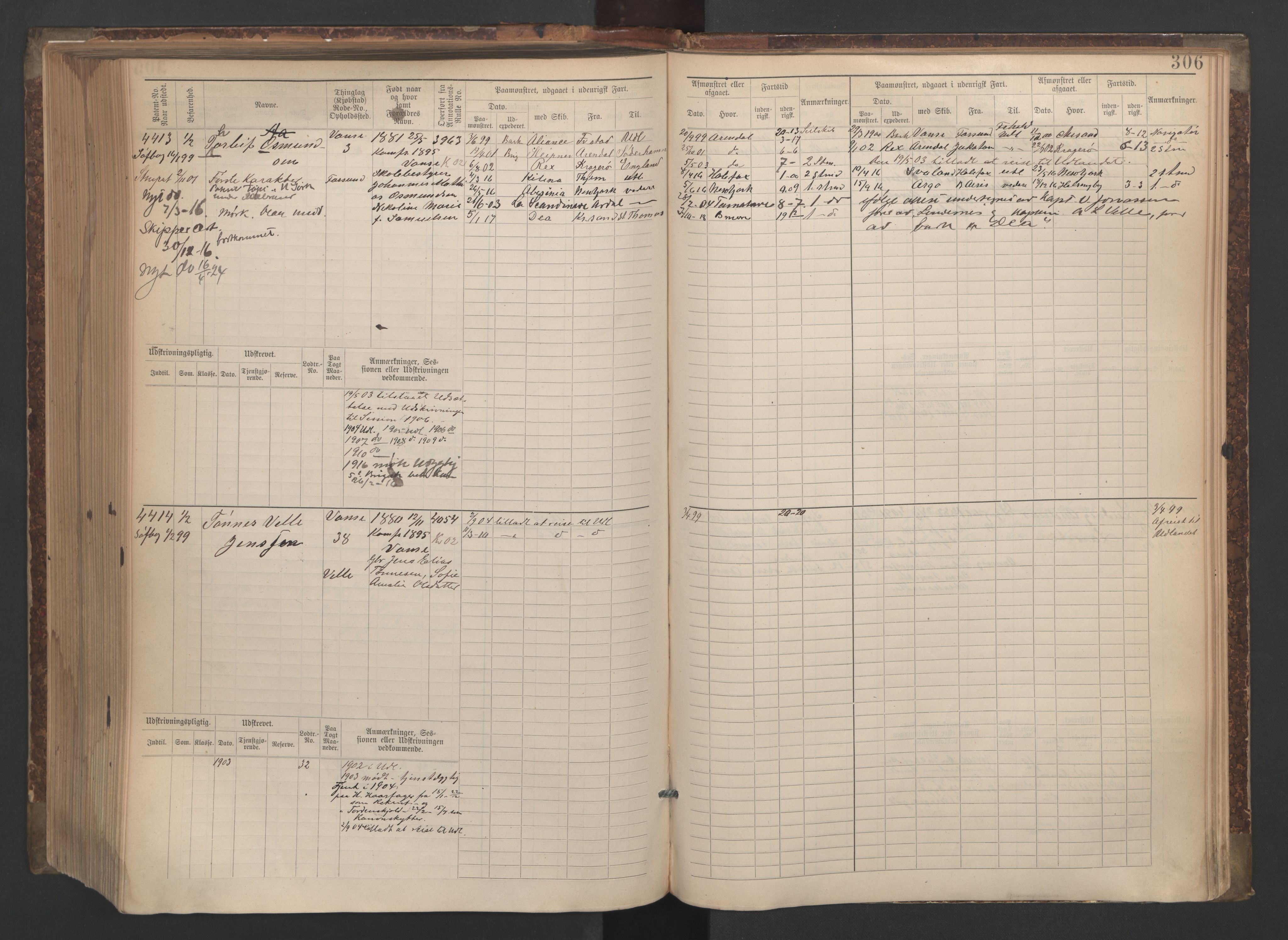 Farsund mønstringskrets, AV/SAK-2031-0017/F/Fb/L0006: Hovedrulle nr 3805-4478, M-9, 1890-1930, p. 307