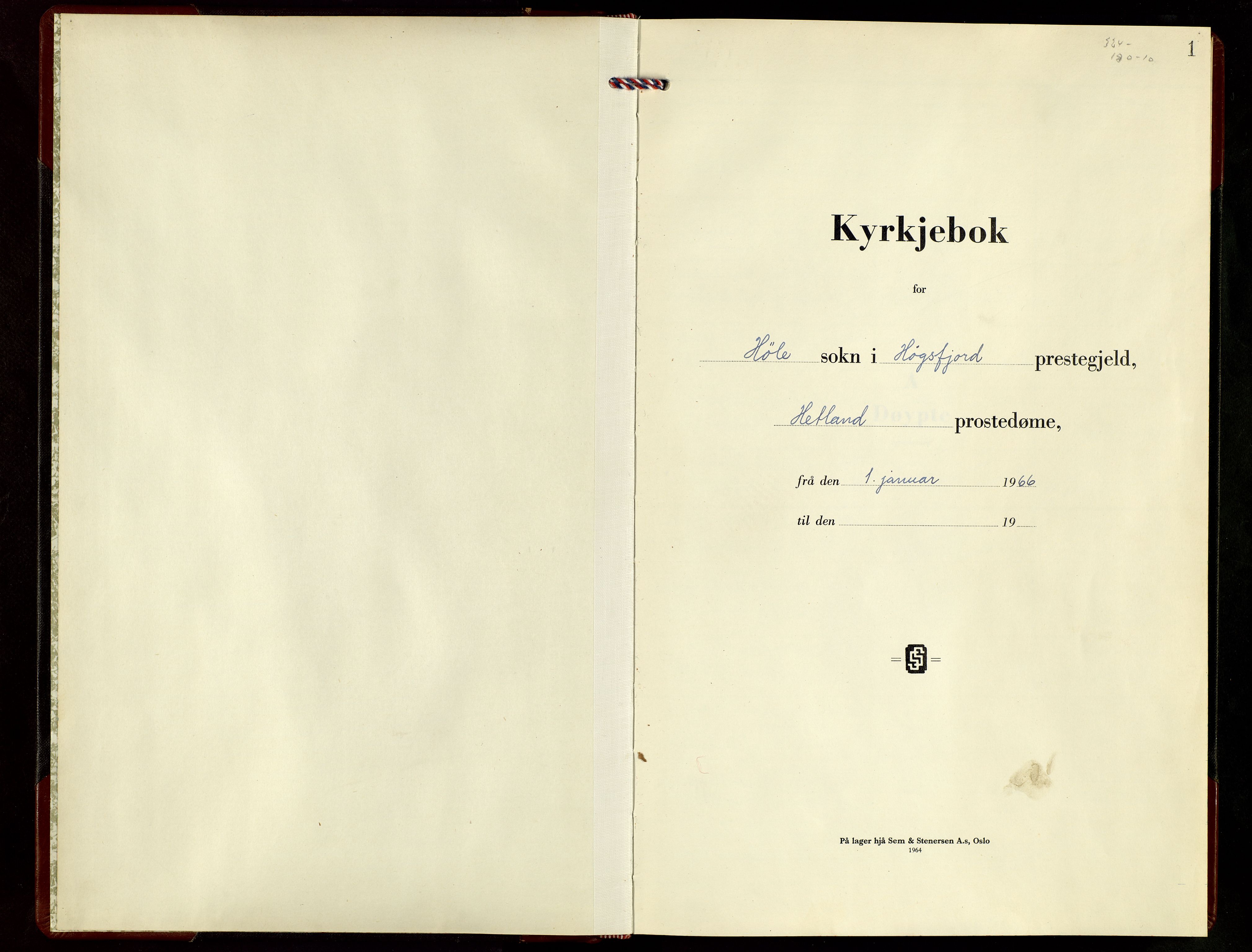 Høgsfjord sokneprestkontor, SAST/A-101624/H/Ha/Hab/L0008: Parish register (copy) no. B 8, 1966-1979, p. 1