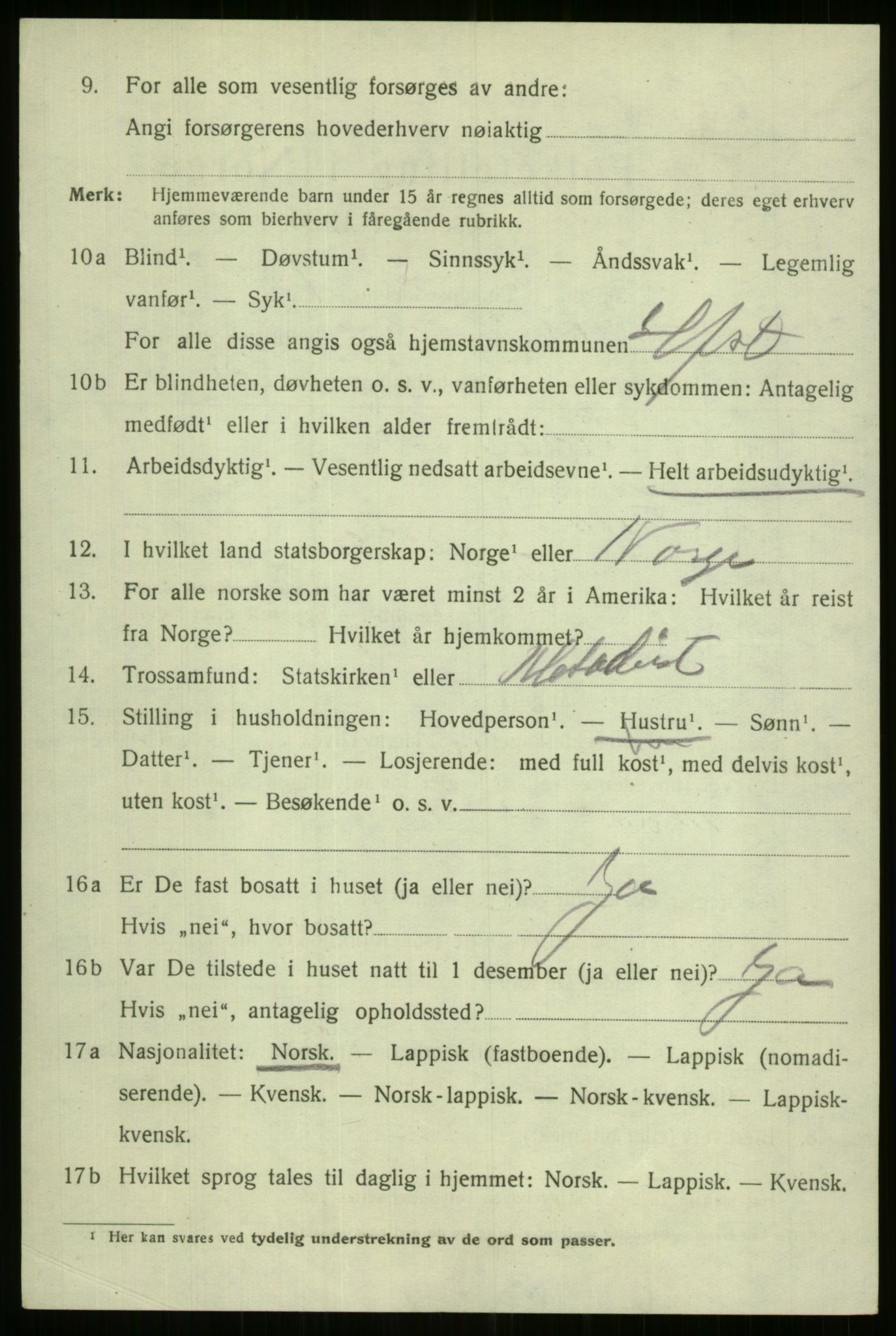 SATØ, 1920 census for Hammerfest, 1920, p. 5399