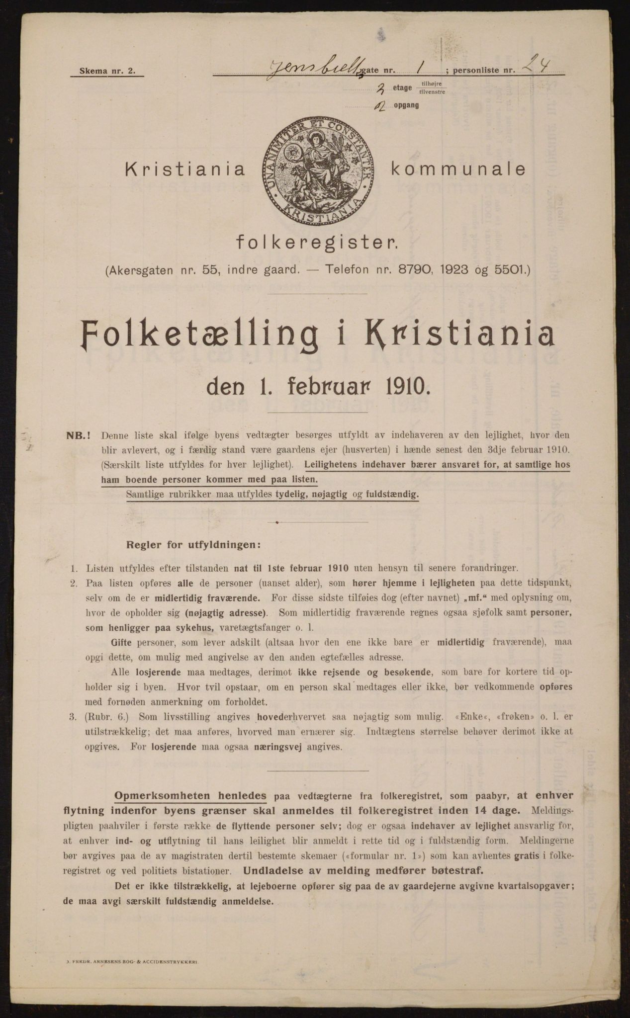 OBA, Municipal Census 1910 for Kristiania, 1910, p. 44152