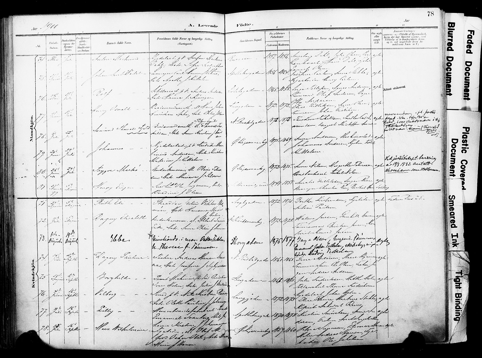 Horten kirkebøker, AV/SAKO-A-348/F/Fa/L0005: Parish register (official) no. 5, 1896-1904, p. 78