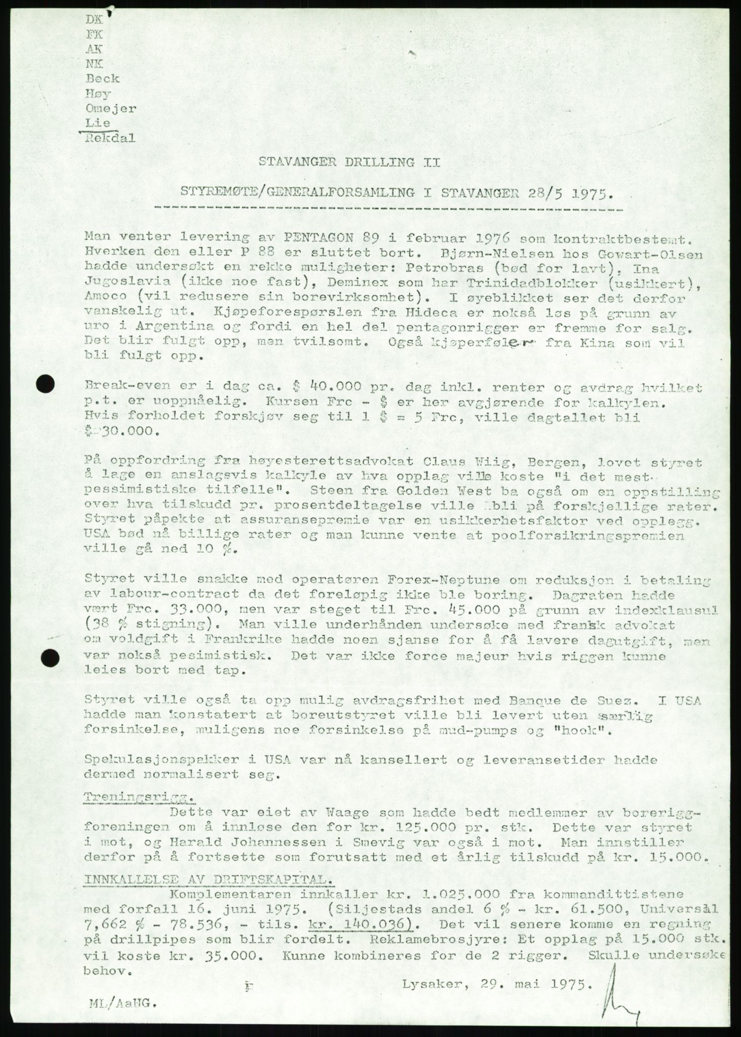 Pa 1503 - Stavanger Drilling AS, SAST/A-101906/A/Ab/Abc/L0006: Styrekorrespondanse Stavanger Drilling II A/S, 1974-1977, p. 238