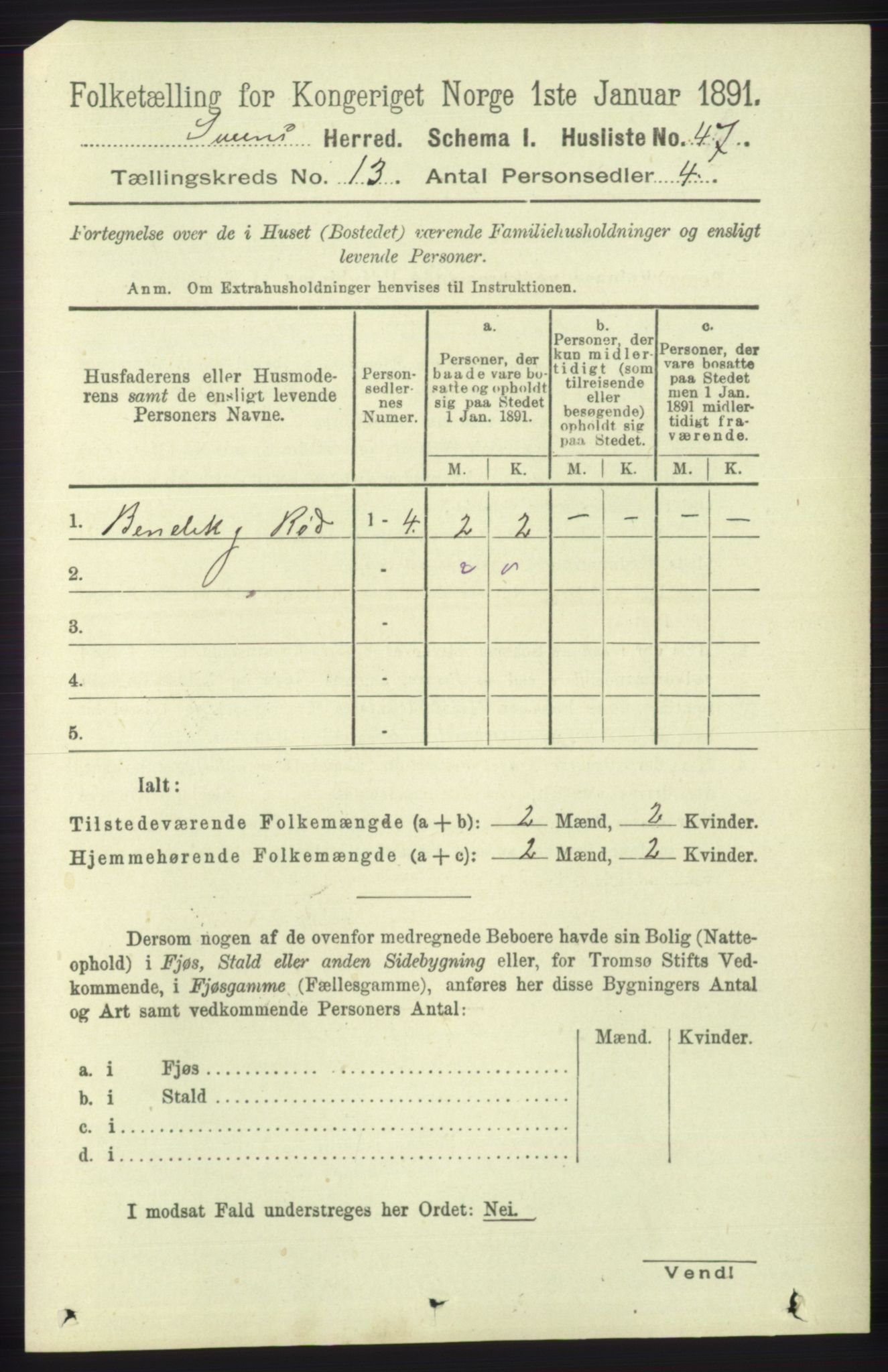 RA, 1891 census for 1216 Sveio, 1891, p. 3664