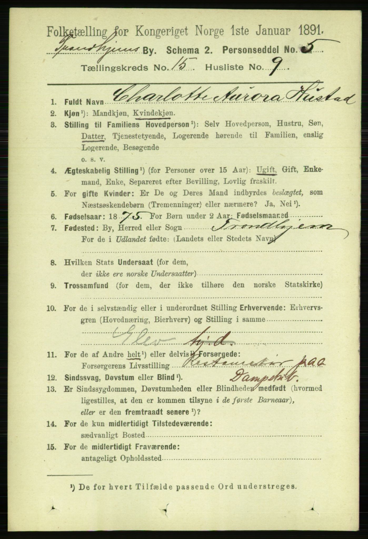 RA, 1891 census for 1601 Trondheim, 1891, p. 11661