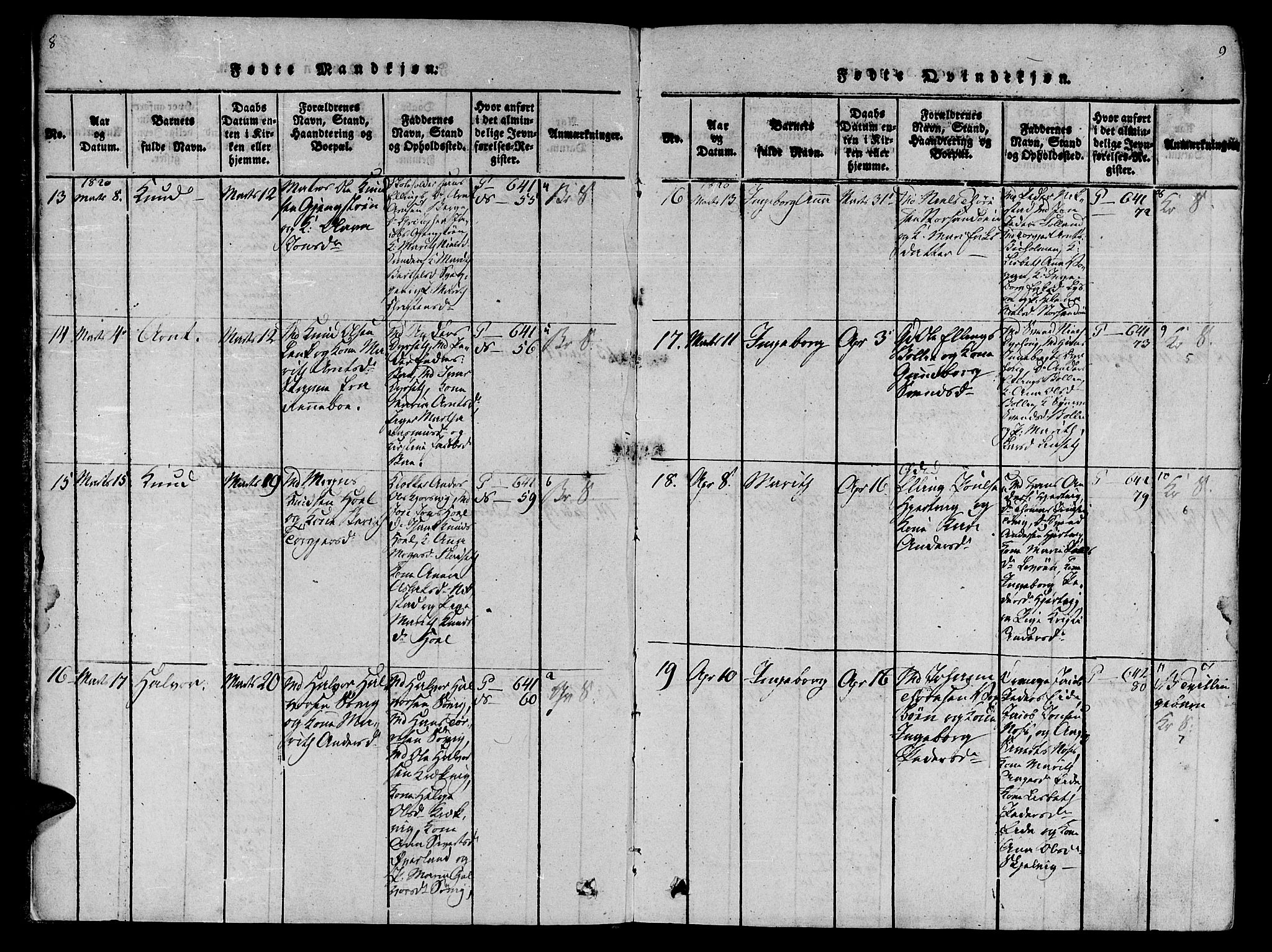 Ministerialprotokoller, klokkerbøker og fødselsregistre - Møre og Romsdal, AV/SAT-A-1454/568/L0800: Parish register (official) no. 568A09 /1, 1819-1830, p. 8-9