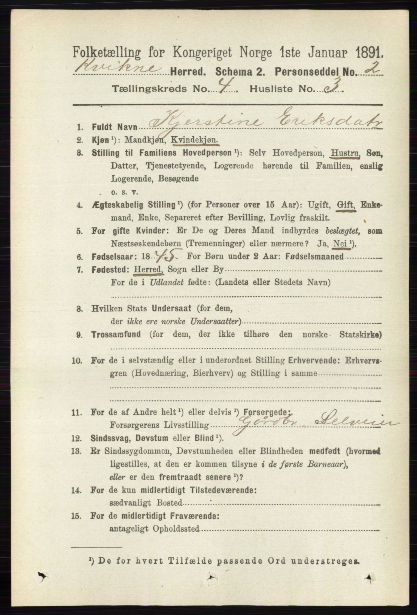 RA, 1891 census for 0440 Kvikne, 1891, p. 983